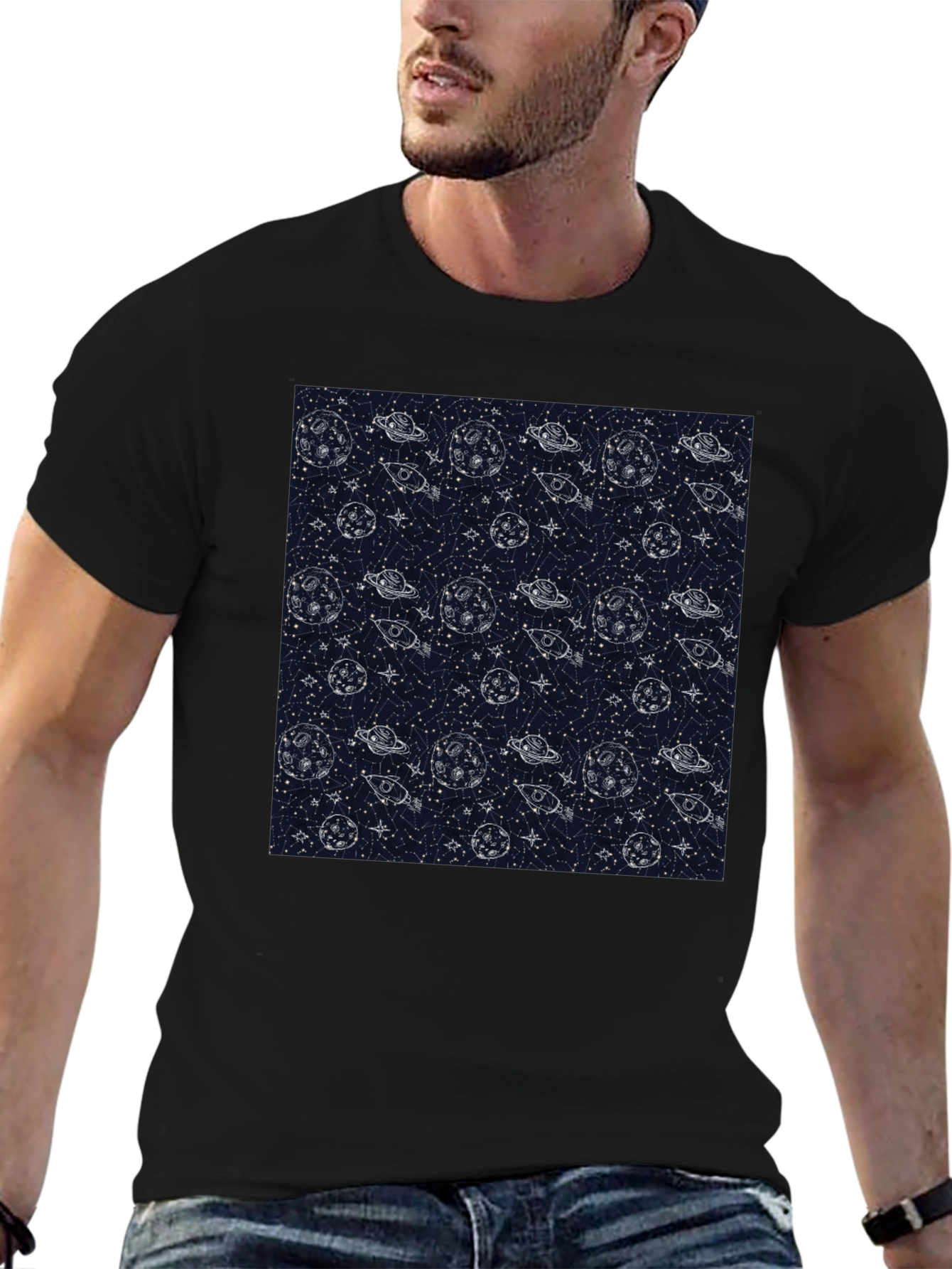 Space Pattern Crew Neck T-Shirt