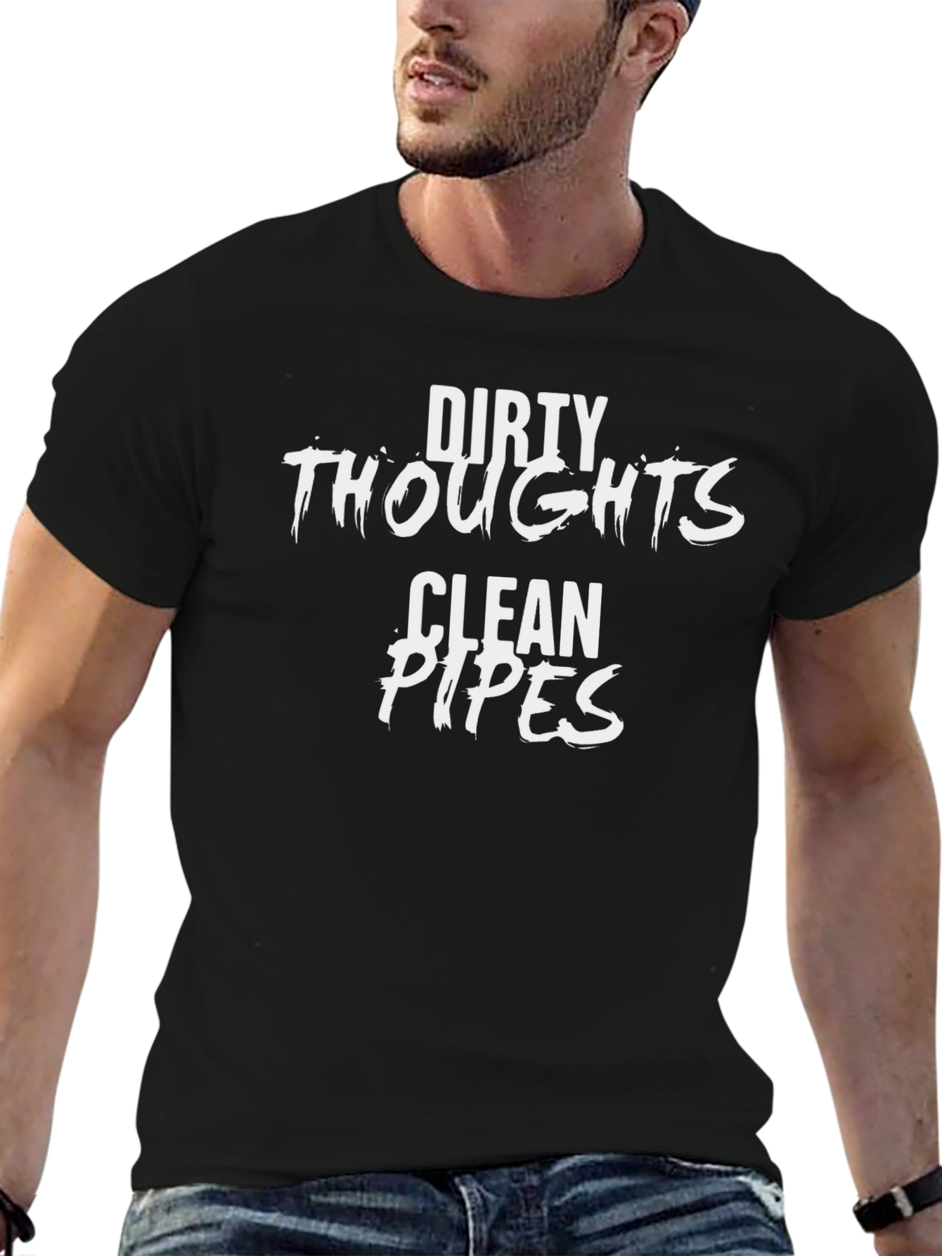 Dirty Thoughts Clean Pipes Black Graphic Tee