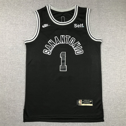 Men's San Antonio Spurs Victor Wembanyama #1 Black 2022/23 Swingman Jerseys - Classic Edition
