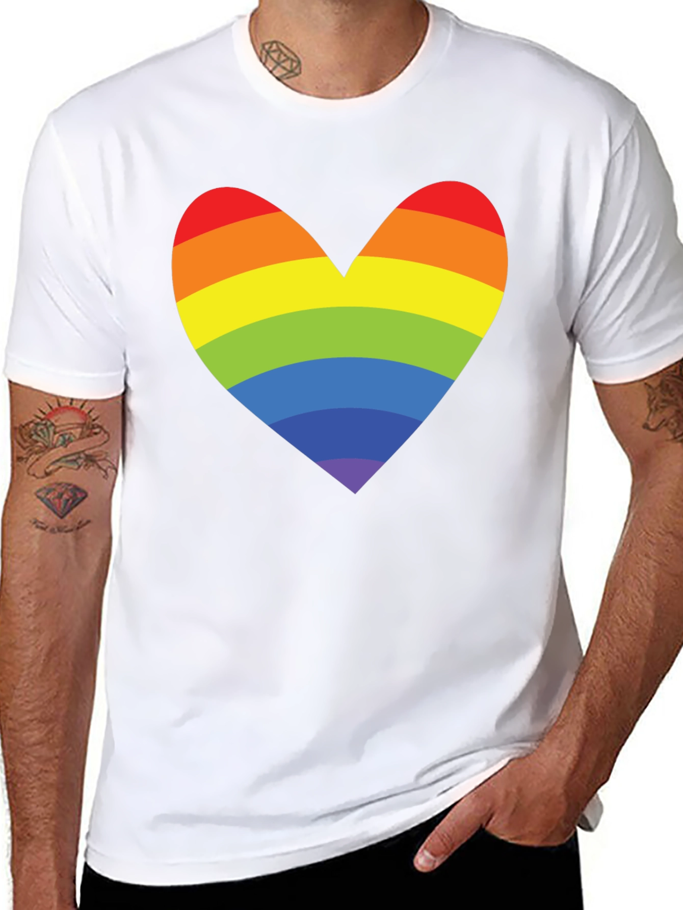 Rainbow Heart Graphic Tee - Pride Love Shirt