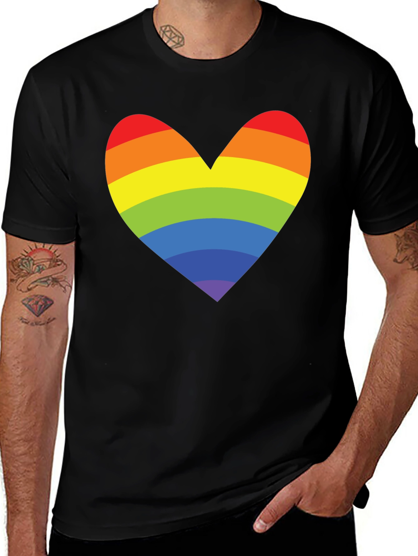 Rainbow Heart Graphic Tee - Pride Love Shirt