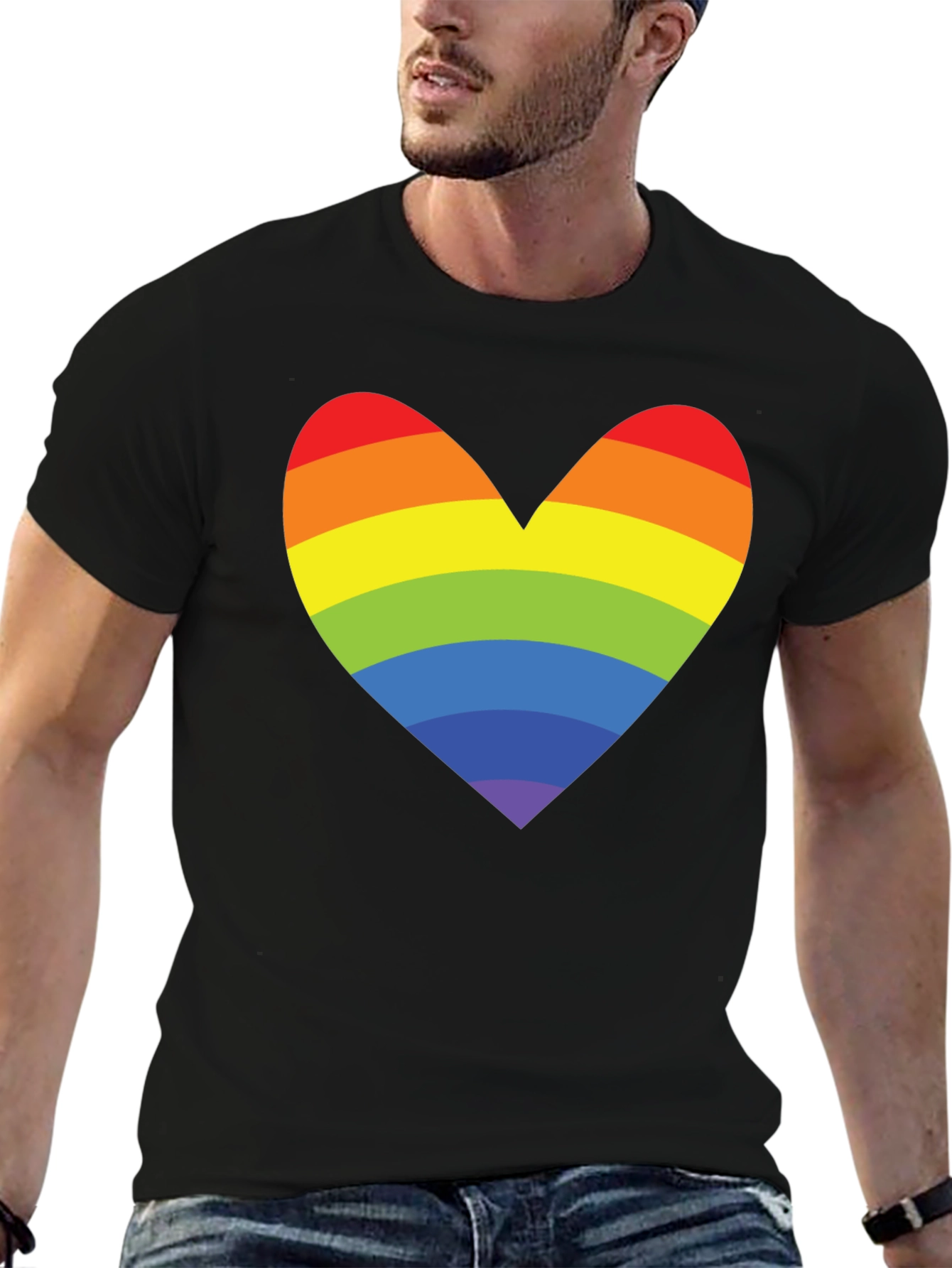 Rainbow Heart Graphic Tee - Pride Love Shirt