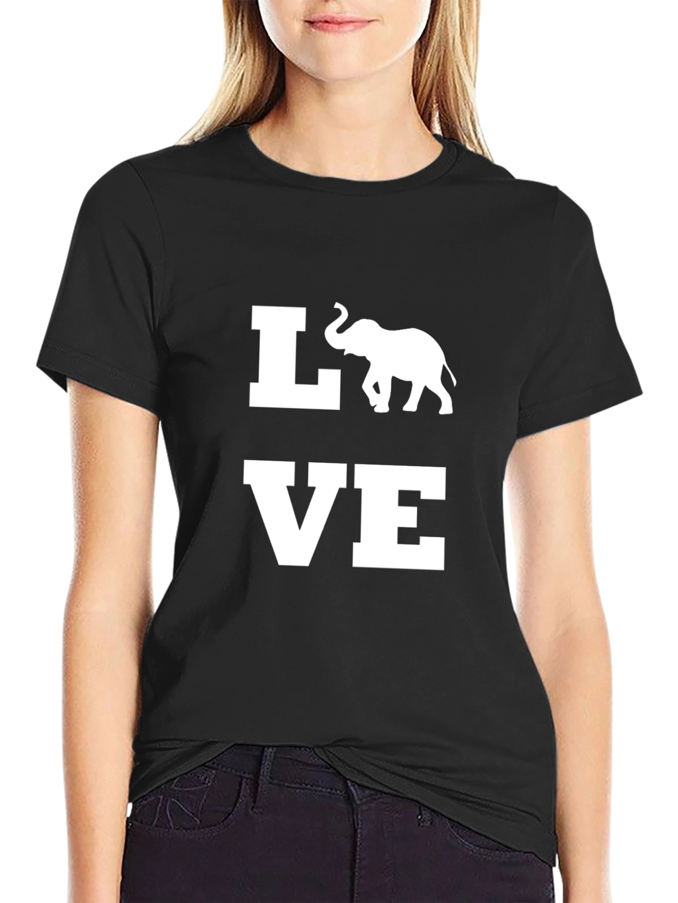 Elephant Love Graphic T-Shirt - Black