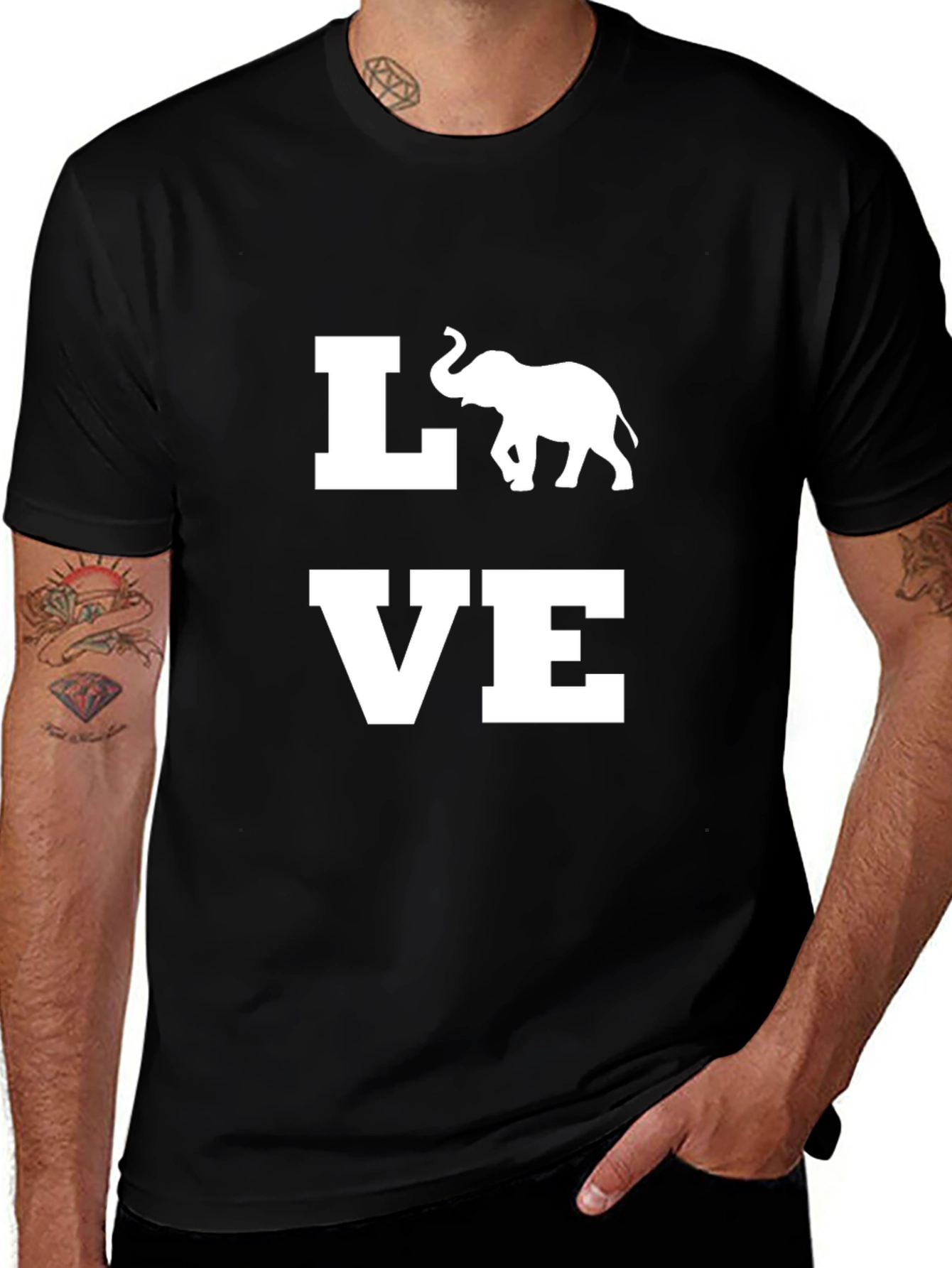 Elephant Love Graphic T-Shirt - Black