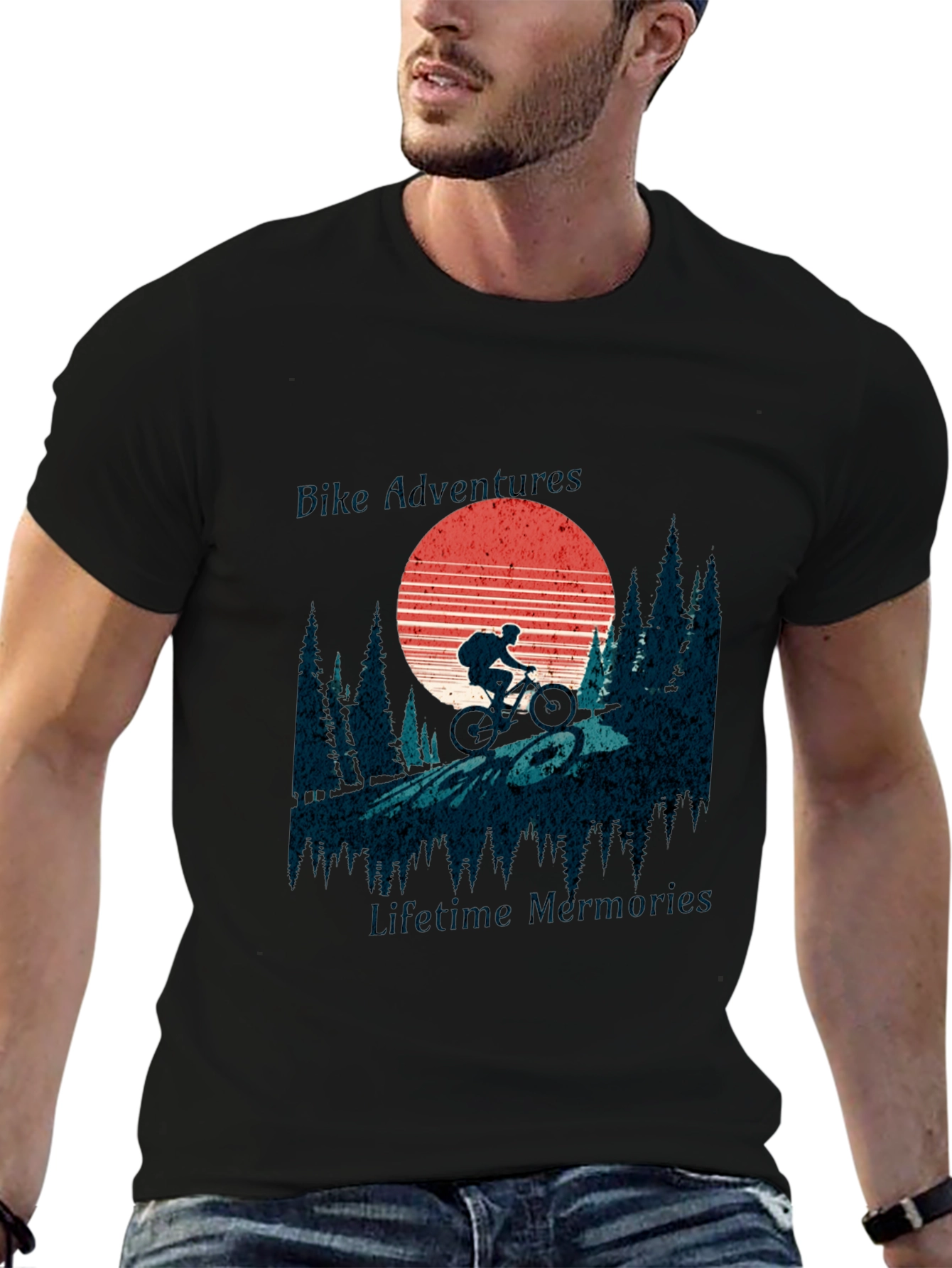 Bike Adventure Tee: Retro Mountain Biking Shirt