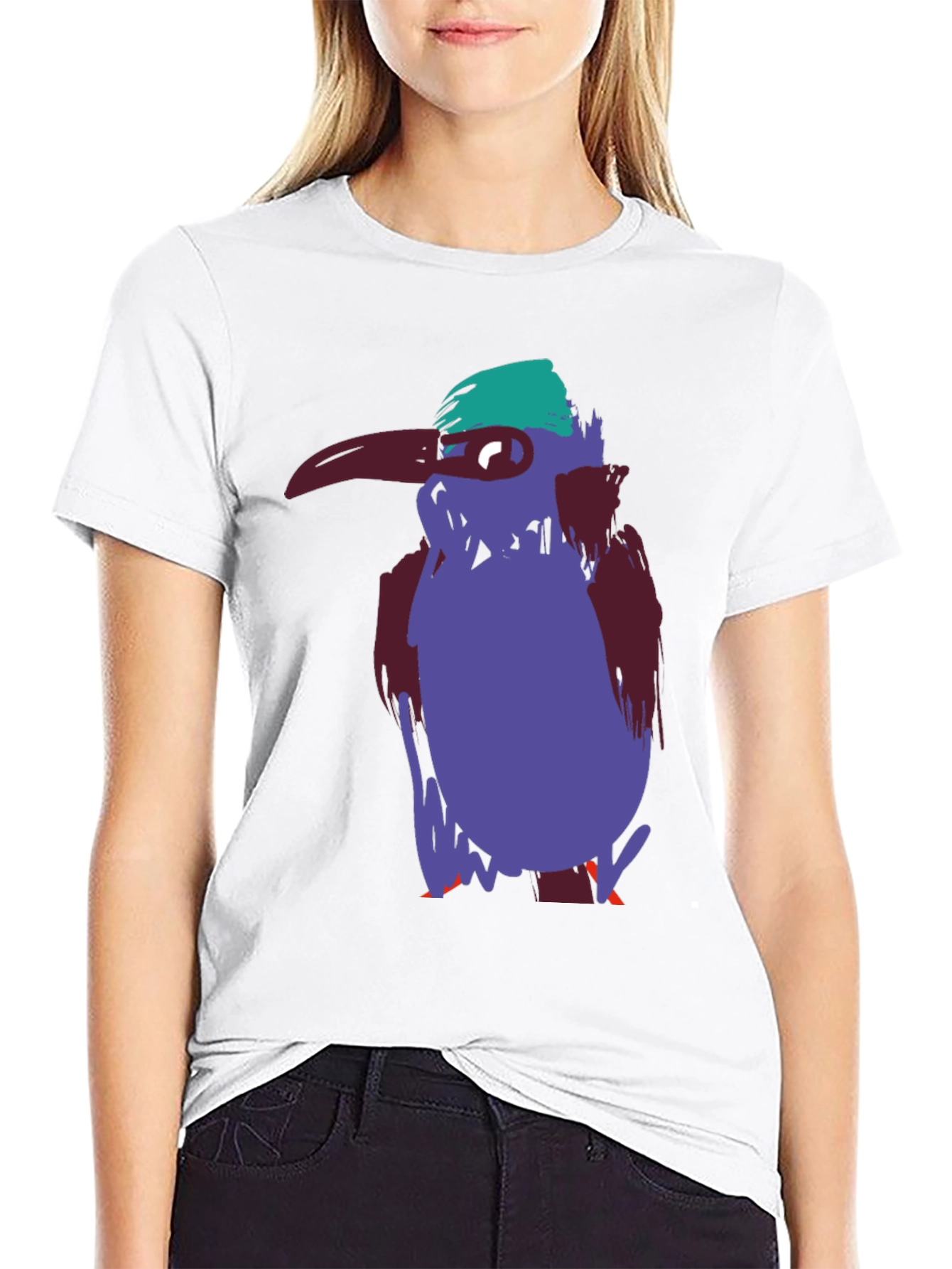 Unique Bird Graphic Tee - Casual Black Cotton T-Shirt