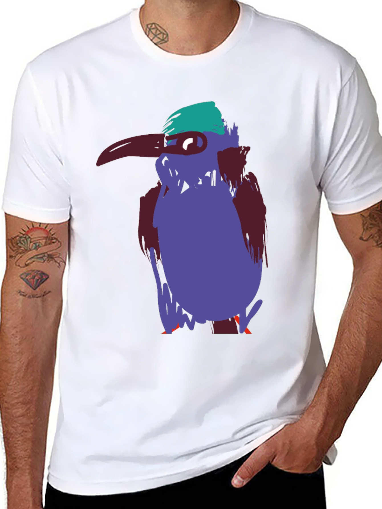 Unique Bird Graphic Tee - Casual Black Cotton T-Shirt