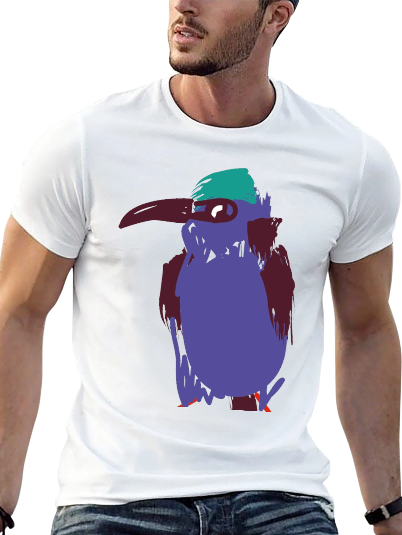 Unique Bird Graphic Tee - Casual Black Cotton T-Shirt