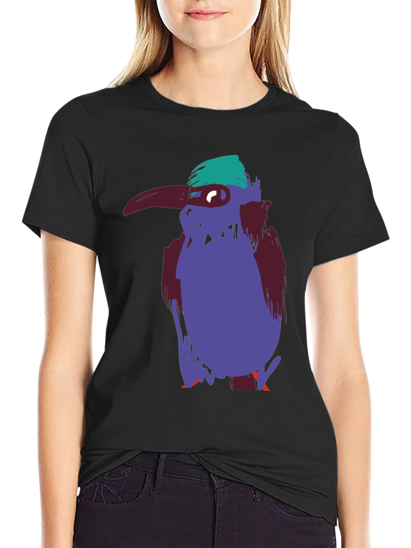 Unique Bird Graphic Tee - Casual Black Cotton T-Shirt