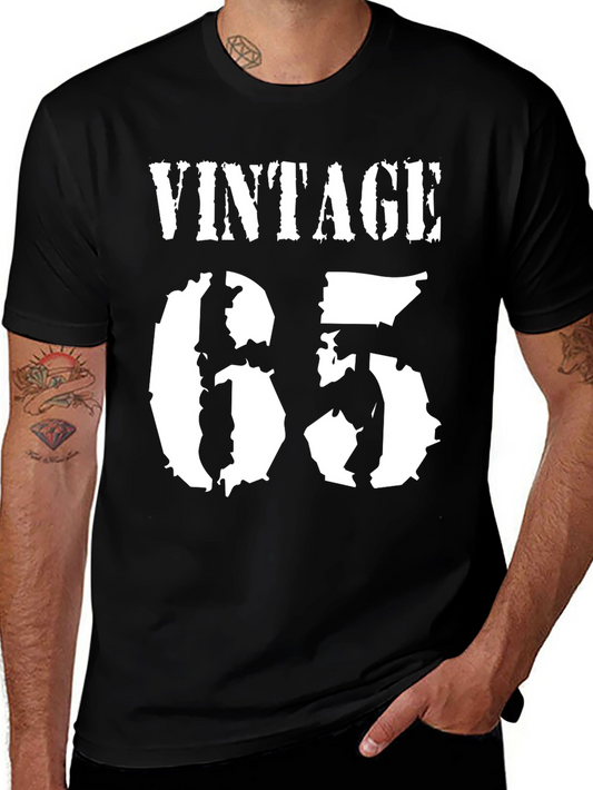 Vintage 65 Graphic Tee - Classic Black Cotton T-Shirt