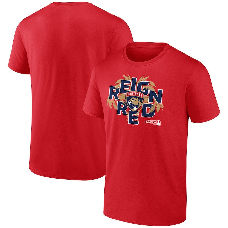 Men's Florida Panthers Red 2025 Stanley Cup Playoffs Home Ice T-Shirt