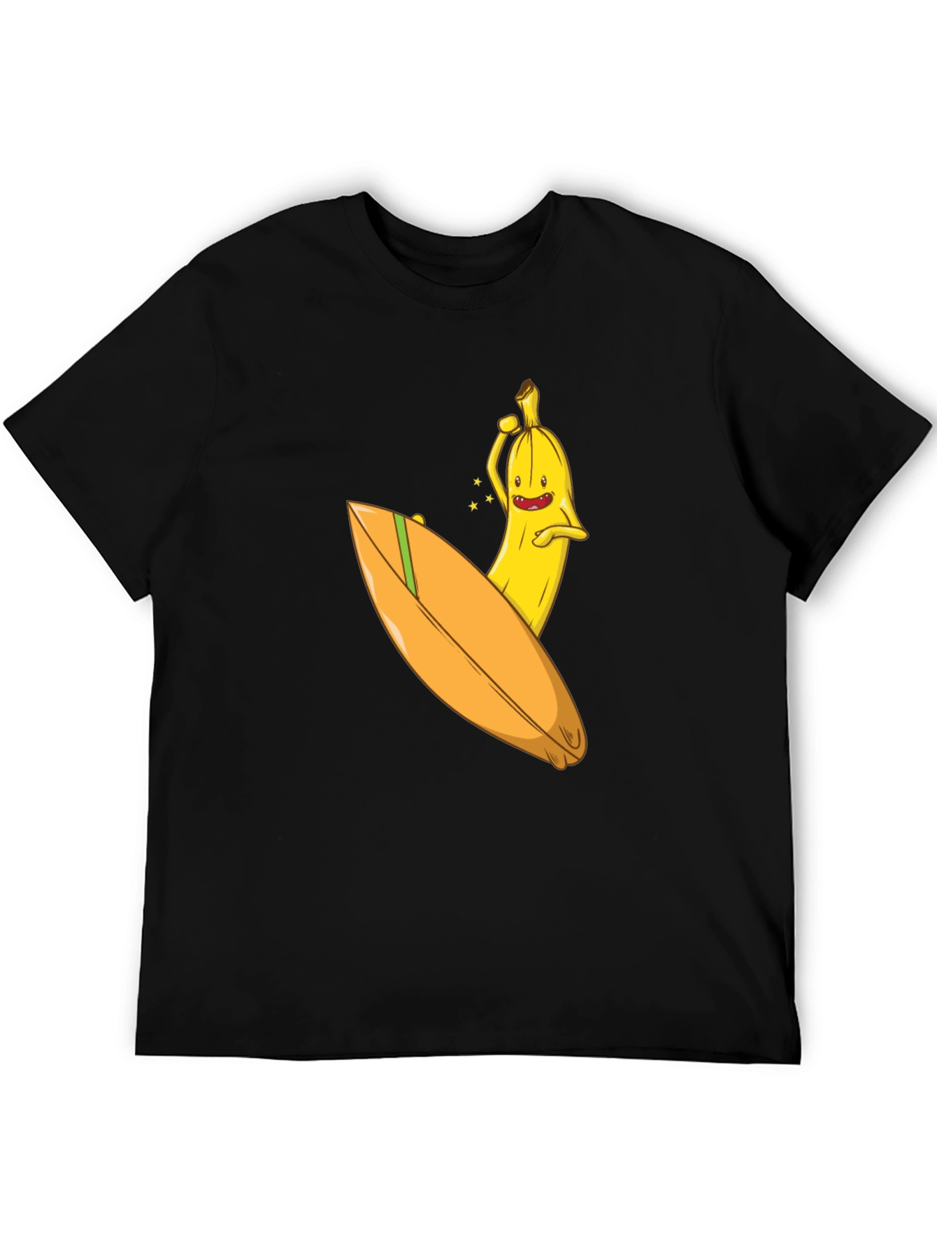 Surfing Banana Graphic Tee - Black Cotton T-Shirt