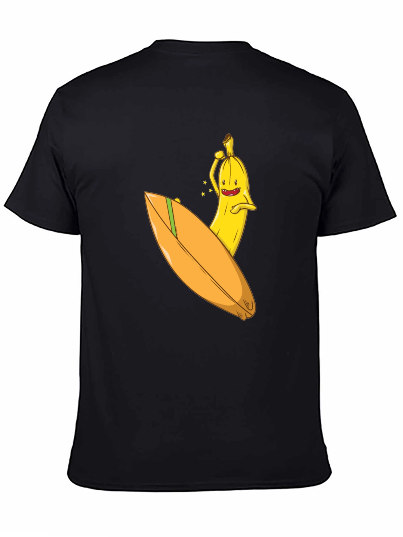 Surfing Banana Graphic Tee - Black Cotton T-Shirt