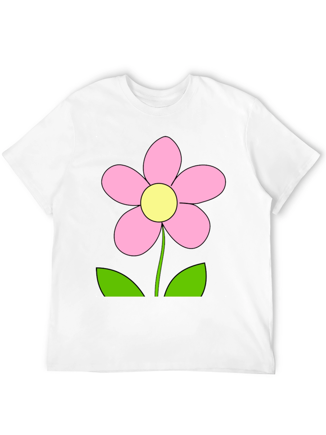 Black T-Shirt with Pink Flower Graphic