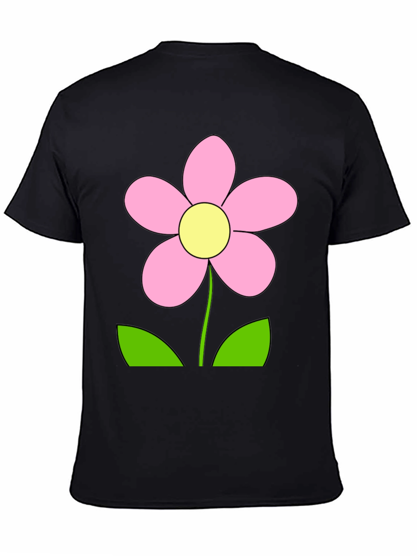 Black T-Shirt with Pink Flower Graphic