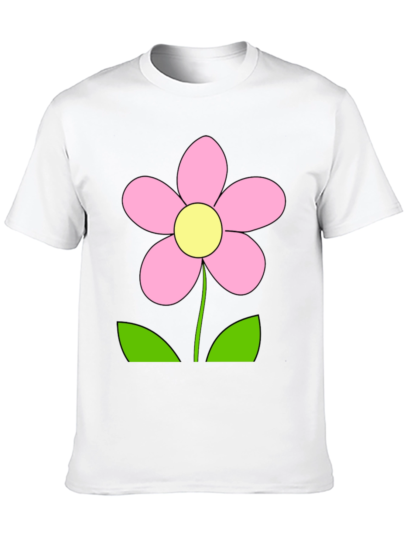 Black T-Shirt with Pink Flower Graphic