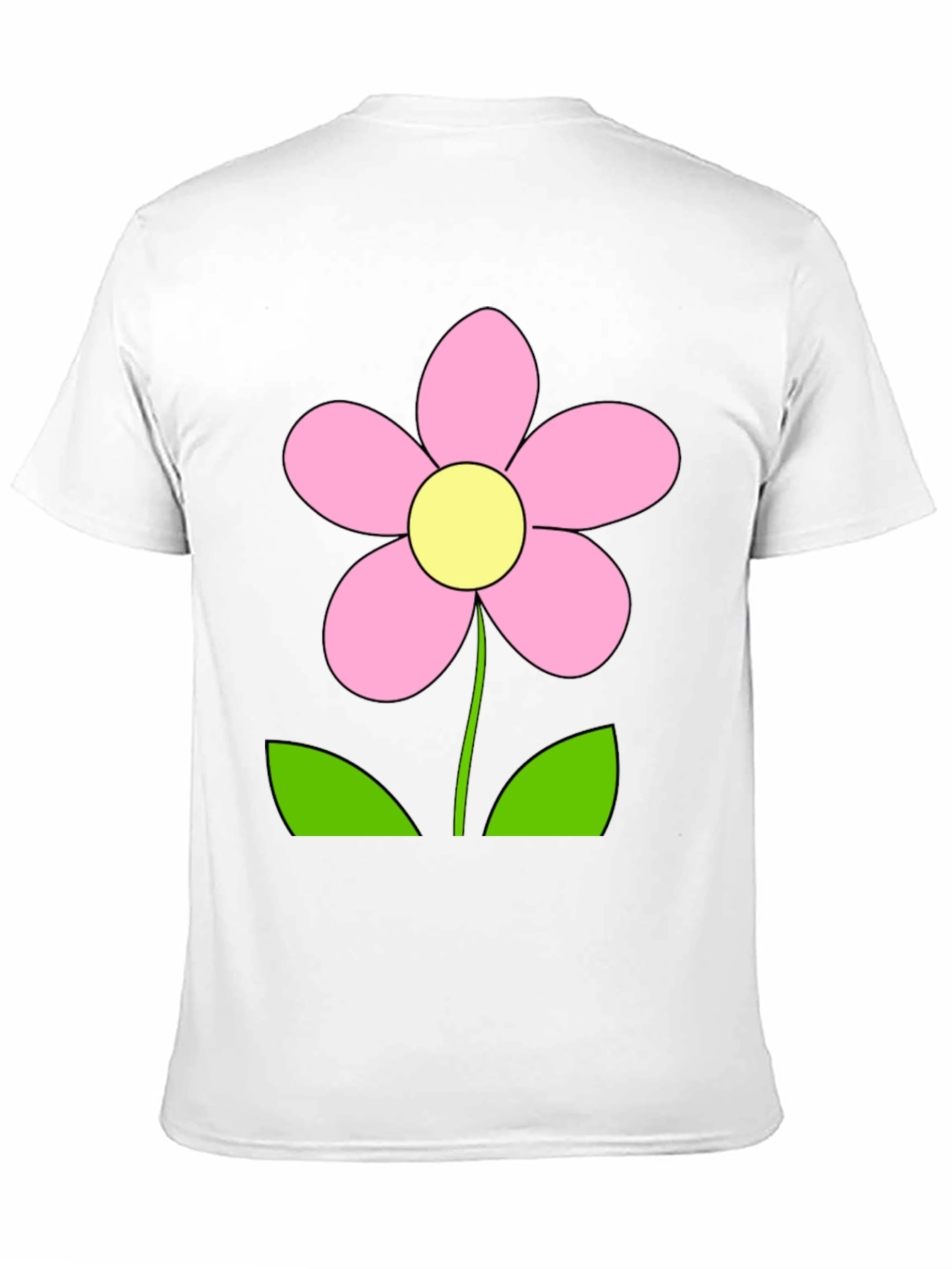 Black T-Shirt with Pink Flower Graphic