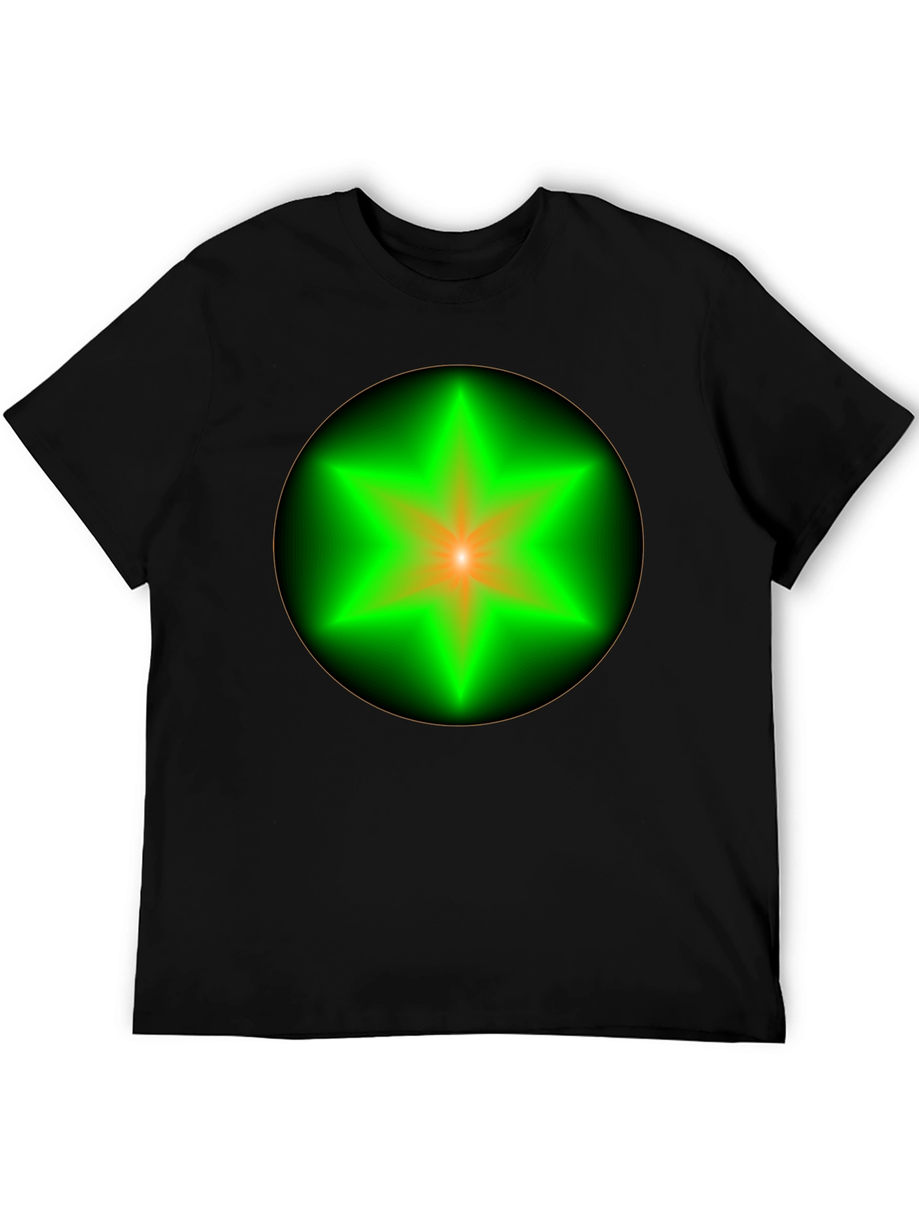 Neon Star Graphic Tee - Stylish Black Cotton T-Shirt