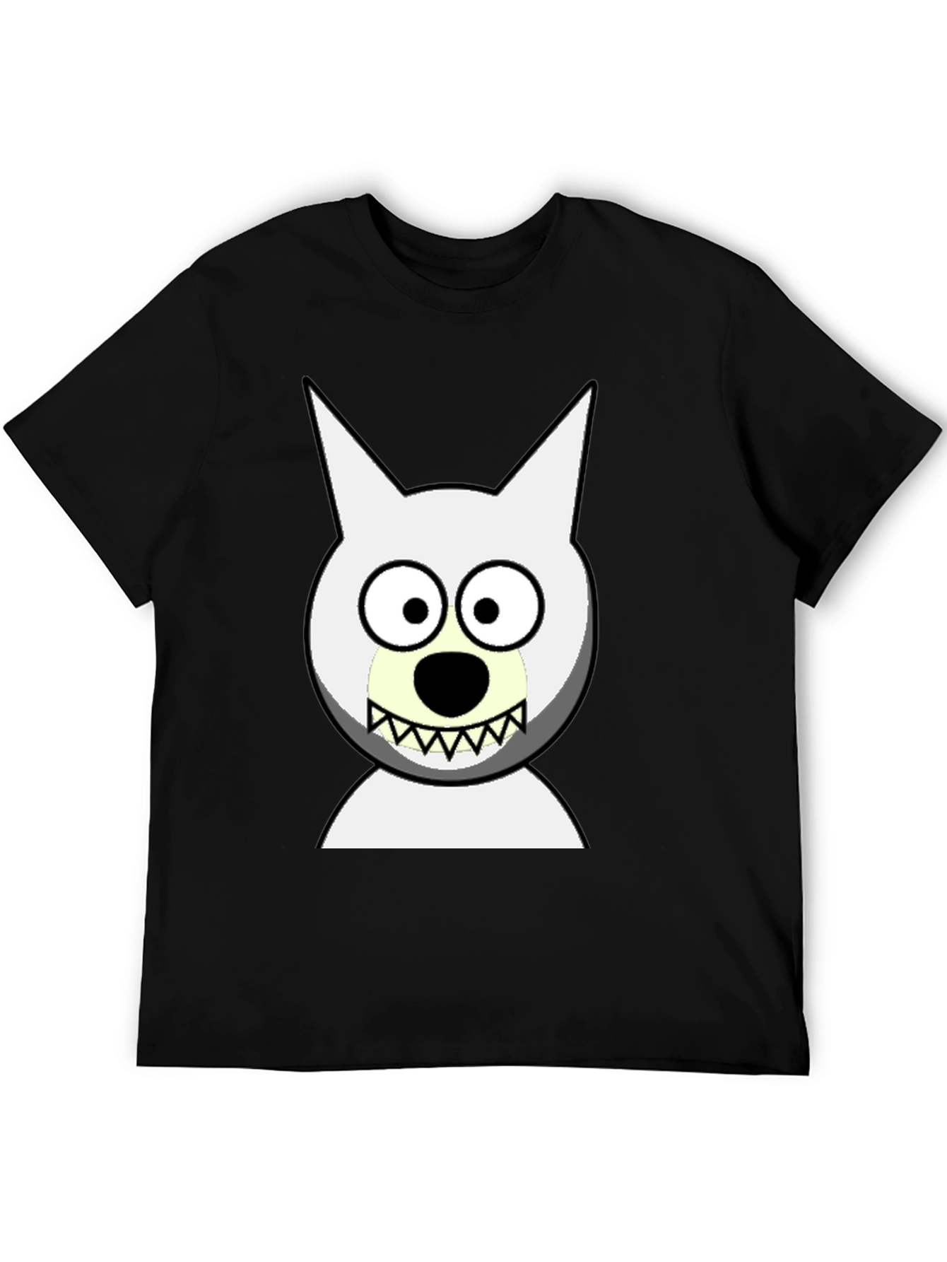 Funny Cartoon Wolf Graphic Black T-Shirt
