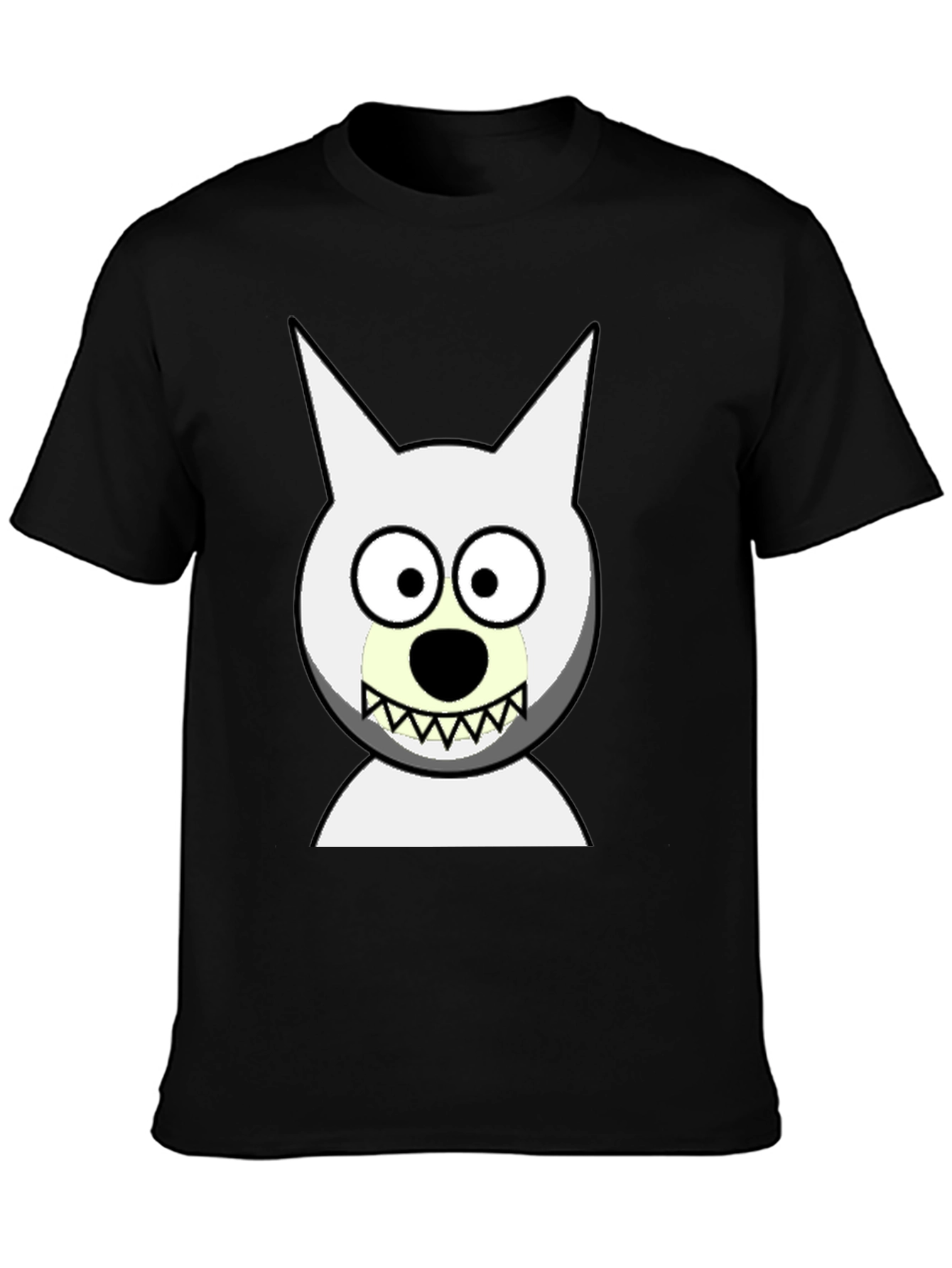 Funny Cartoon Wolf Graphic Black T-Shirt