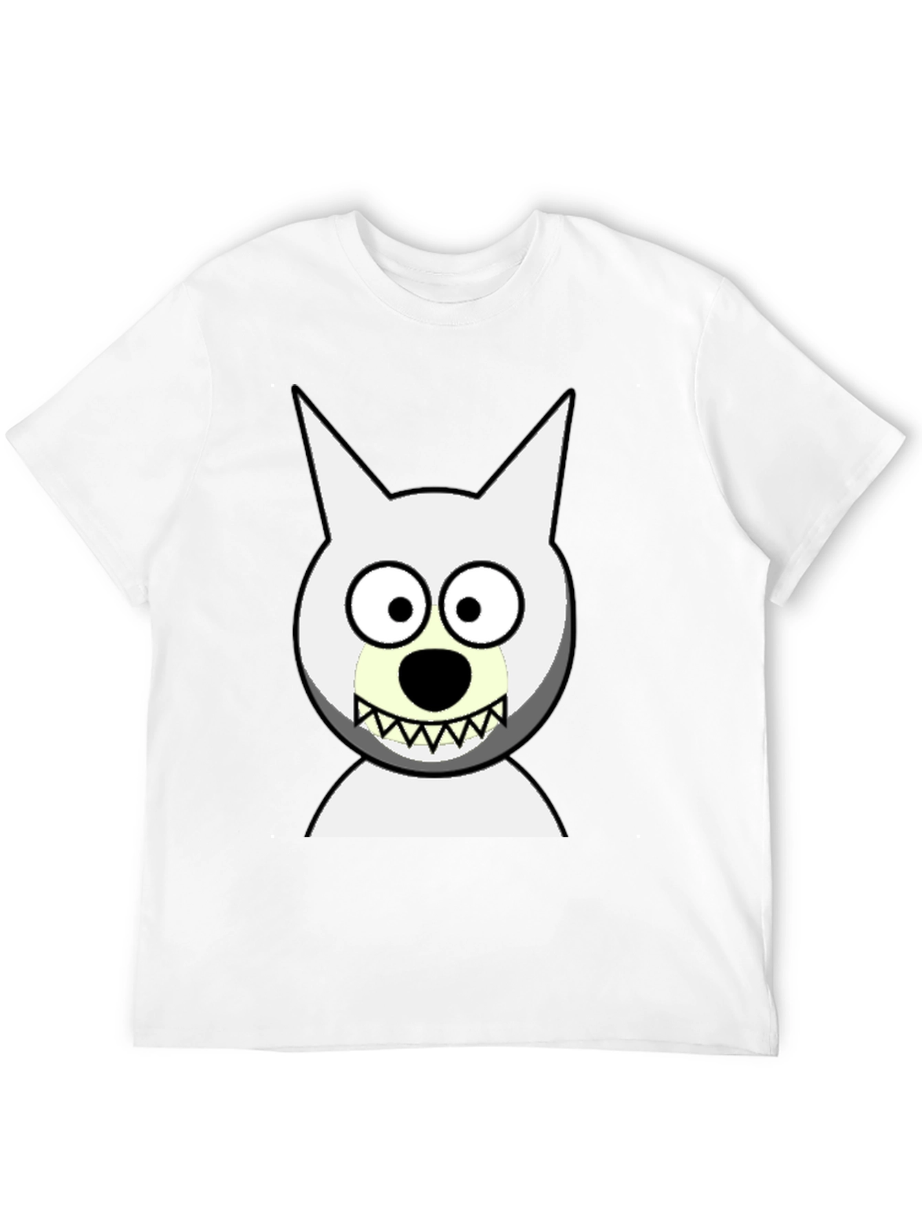 Funny Cartoon Wolf Graphic Black T-Shirt