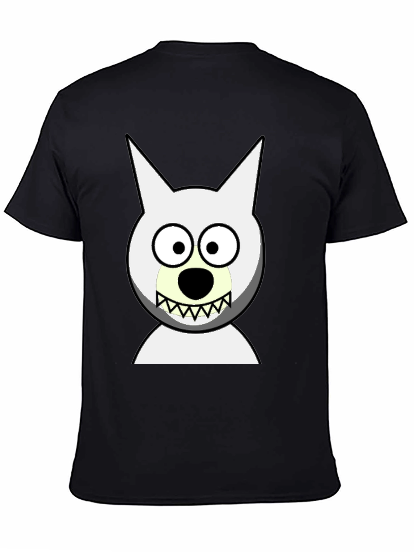 Funny Cartoon Wolf Graphic Black T-Shirt