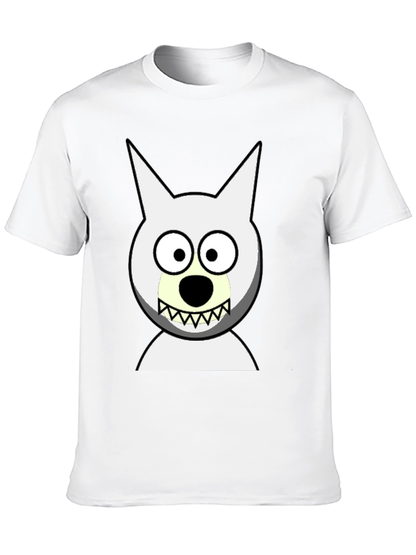 Funny Cartoon Wolf Graphic Black T-Shirt
