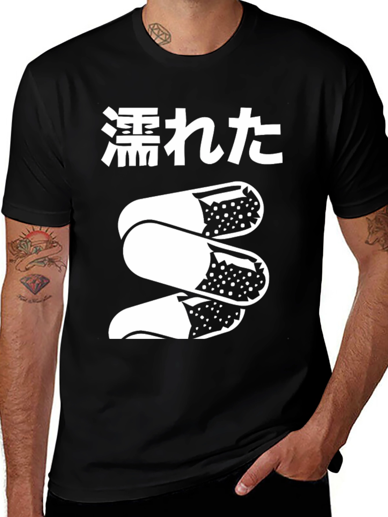 Sushi Roll Graphic Tee - Unisex Black Cotton T-Shirt