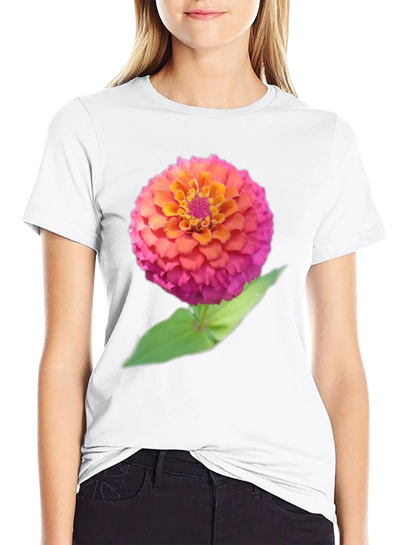 Floral Graphic Tee - Bold Zinnia Design