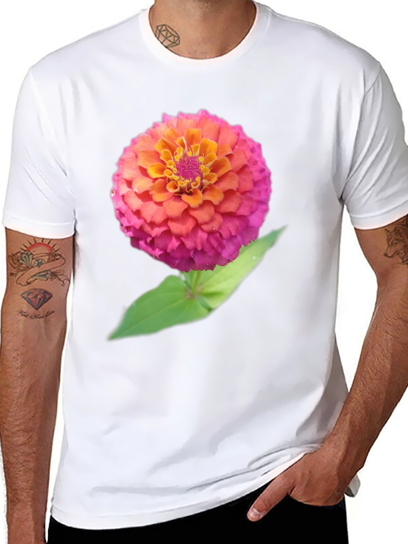 Floral Graphic Tee - Bold Zinnia Design