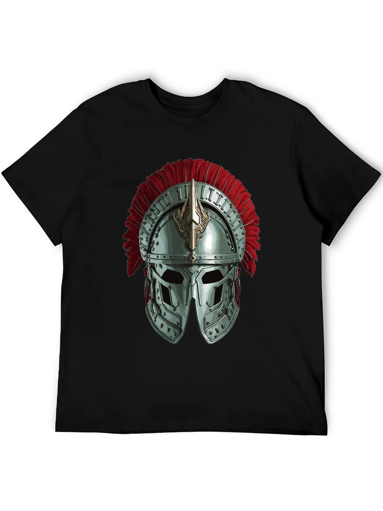 Gladiator Helmet Graphic Tee - Black Cotton