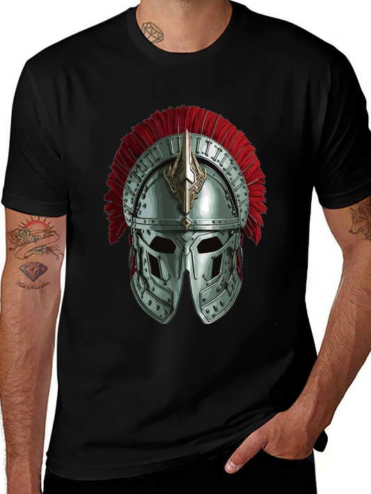 Gladiator Helmet Graphic Tee - Black Cotton