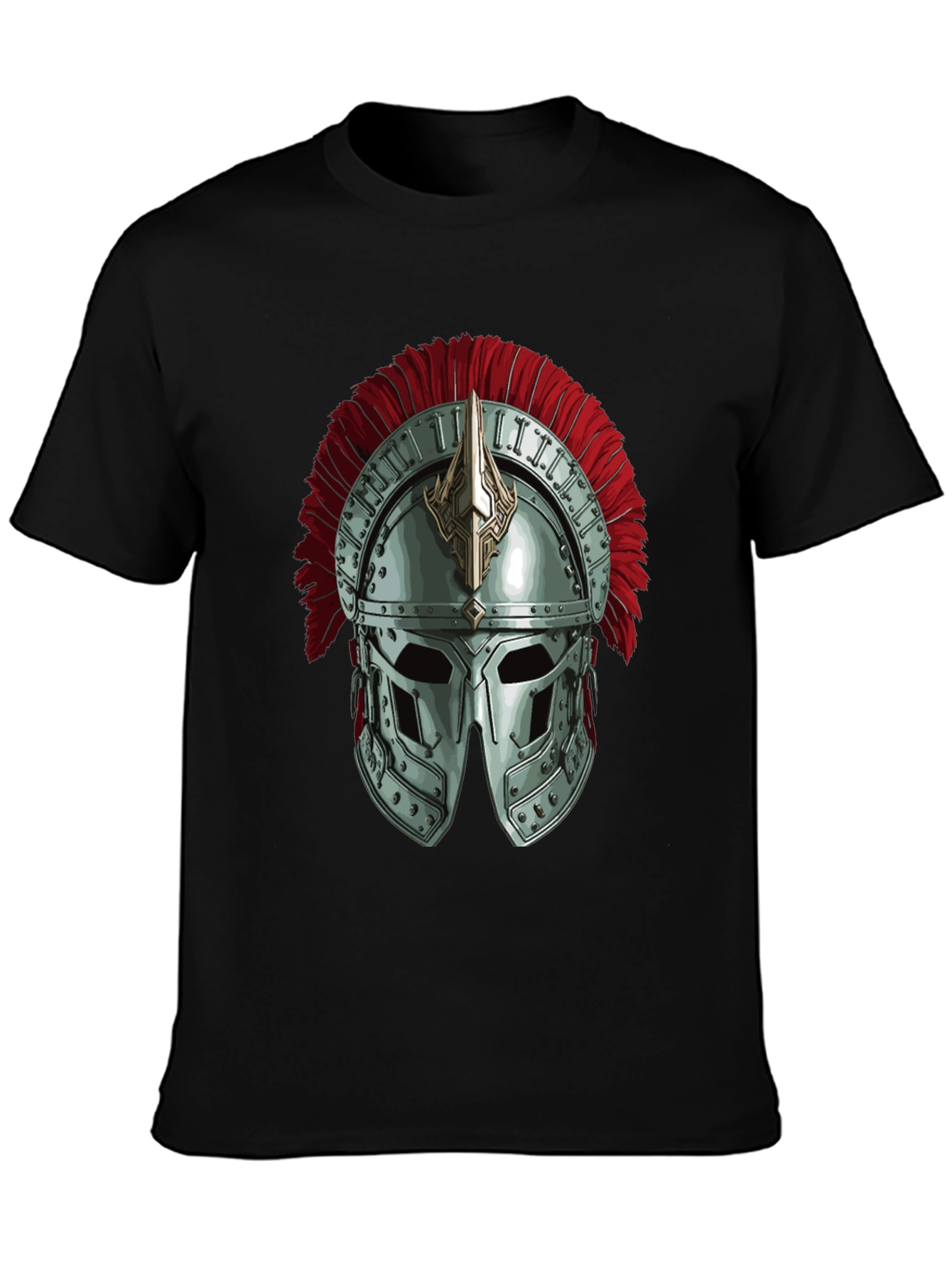 Gladiator Helmet Graphic Tee - Black Cotton
