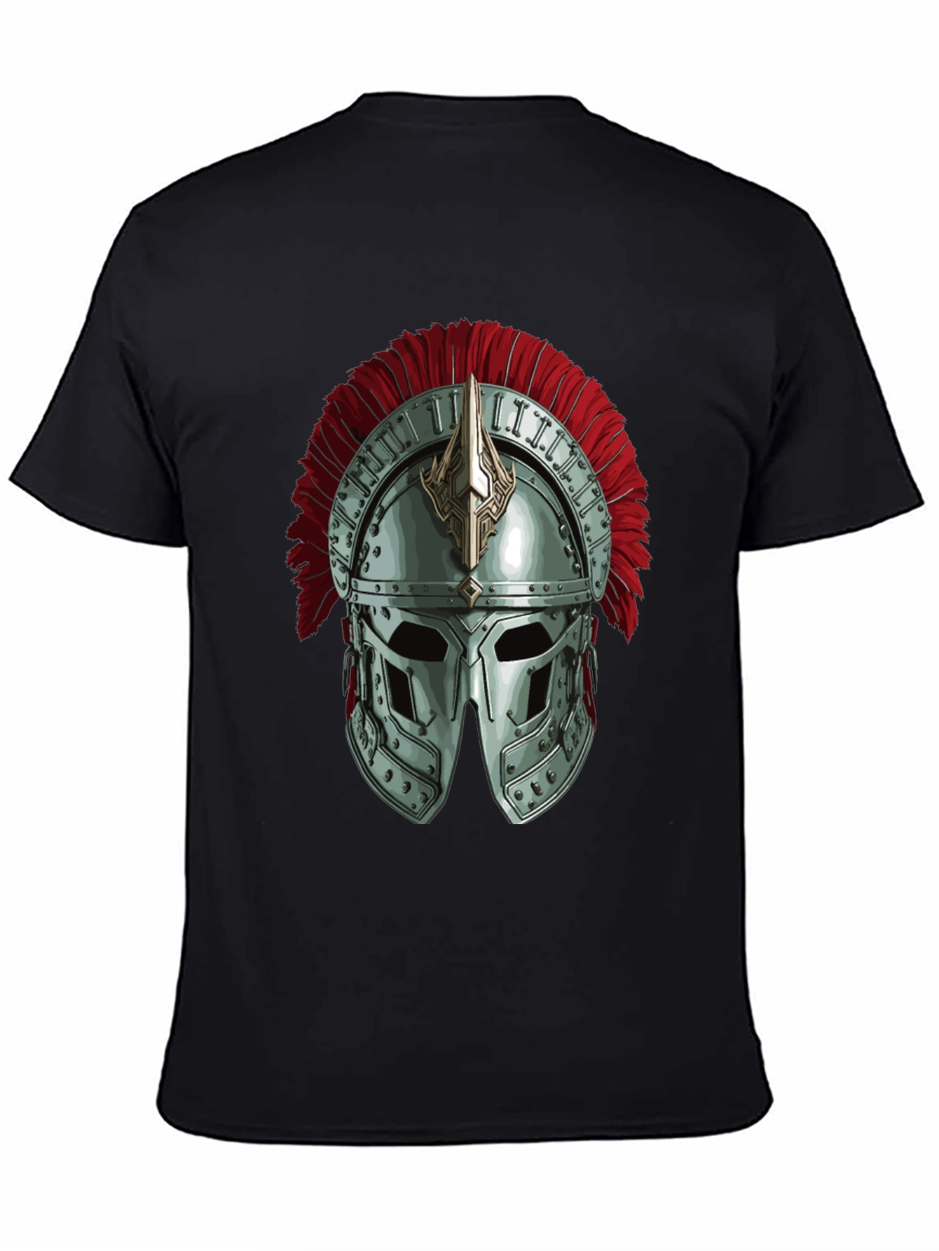 Gladiator Helmet Graphic Tee - Black Cotton