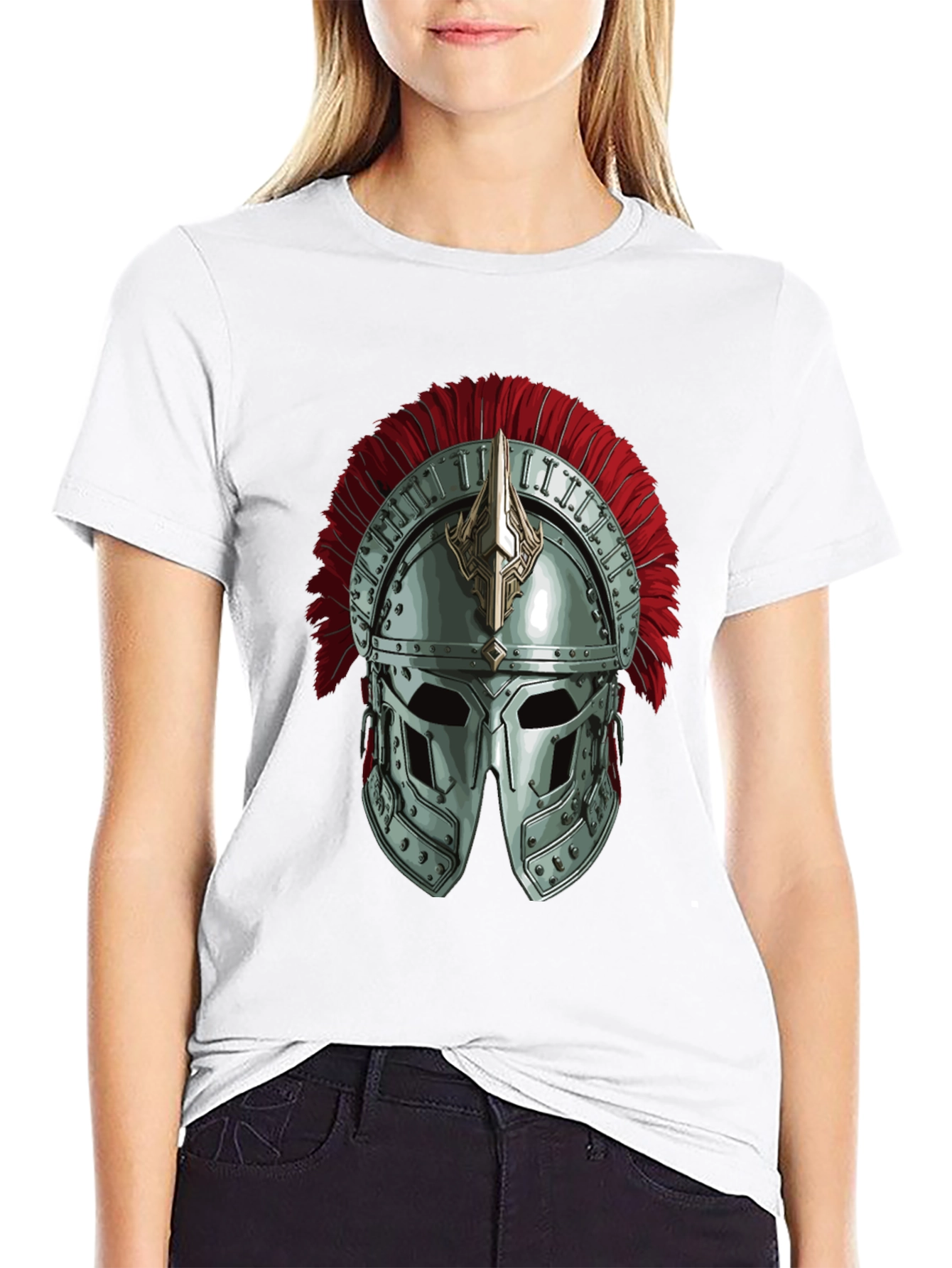 Gladiator Helmet Graphic Tee - Black Cotton