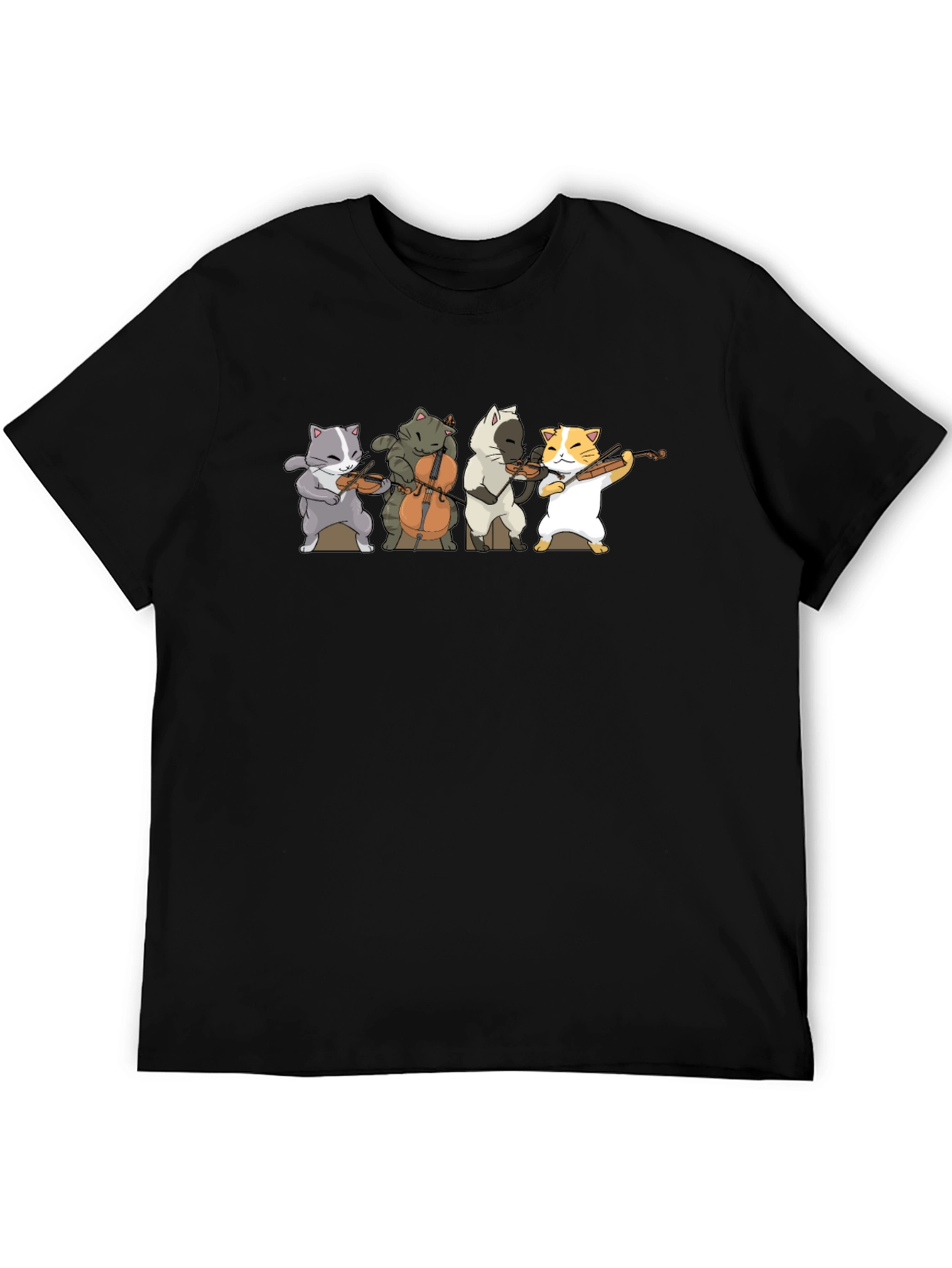 Cat Band T-Shirt - Black Cotton Blend