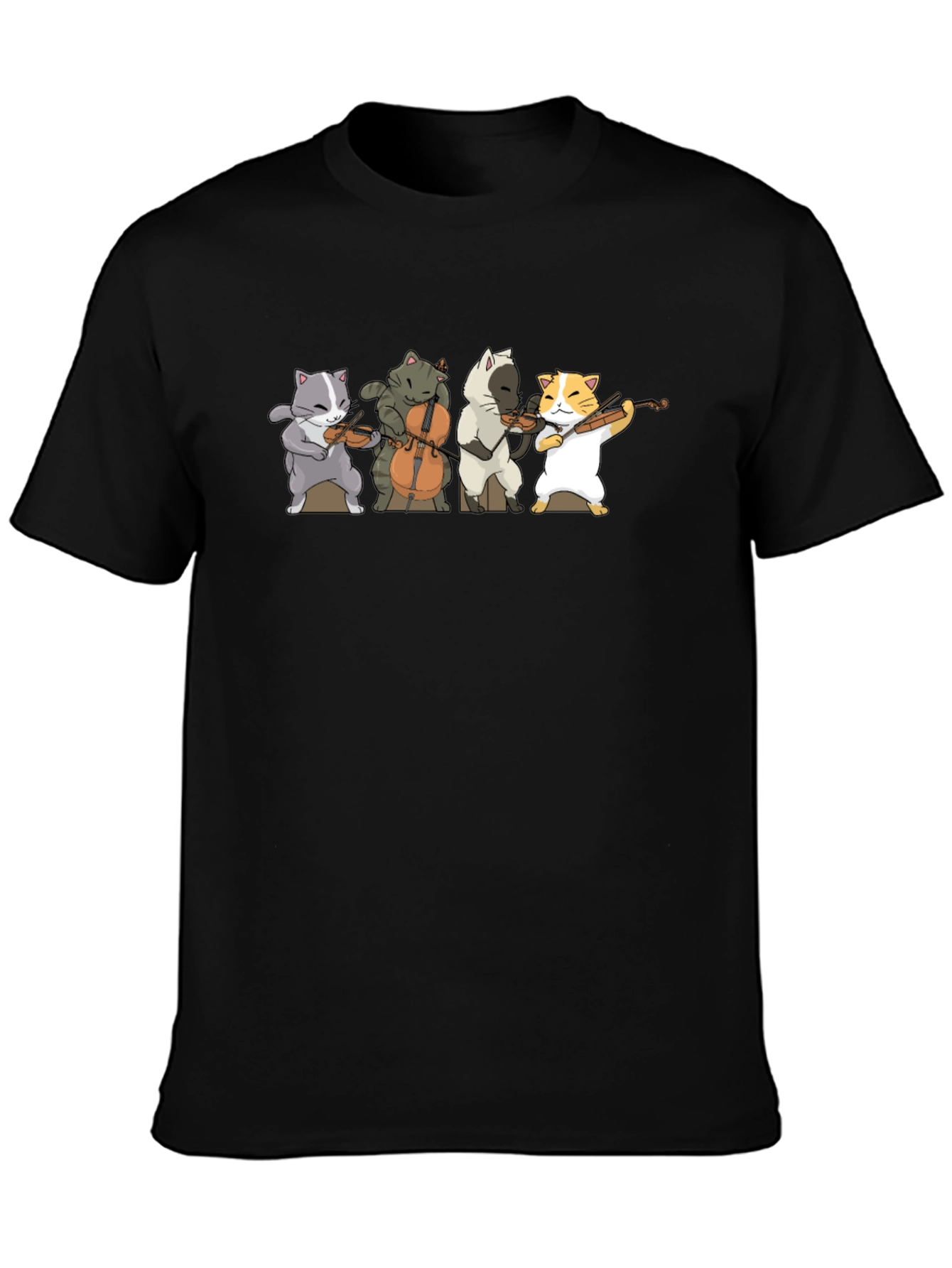 Cat Band T-Shirt - Black Cotton Blend
