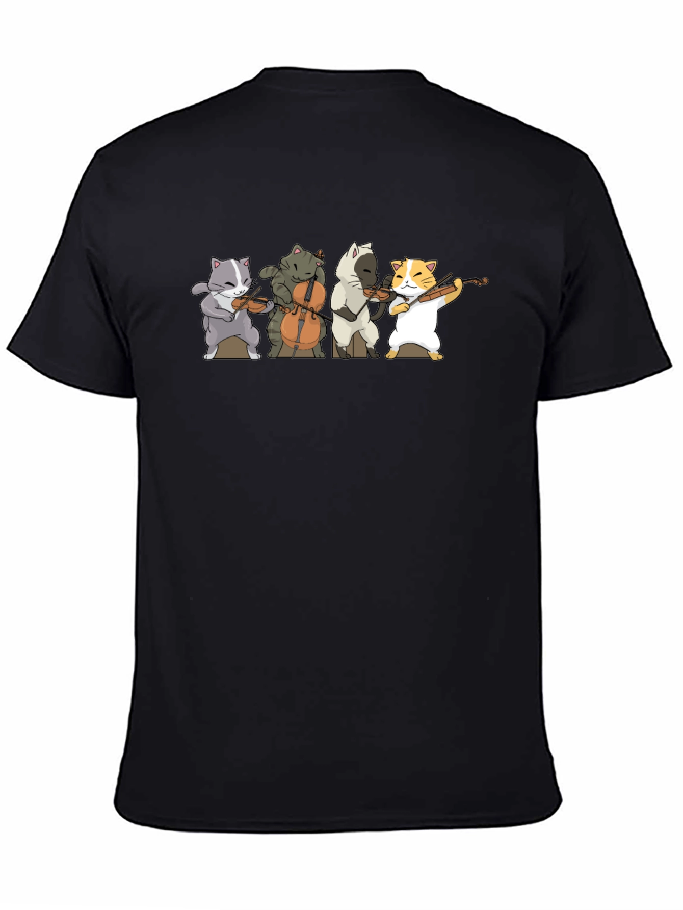 Cat Band T-Shirt - Black Cotton Blend