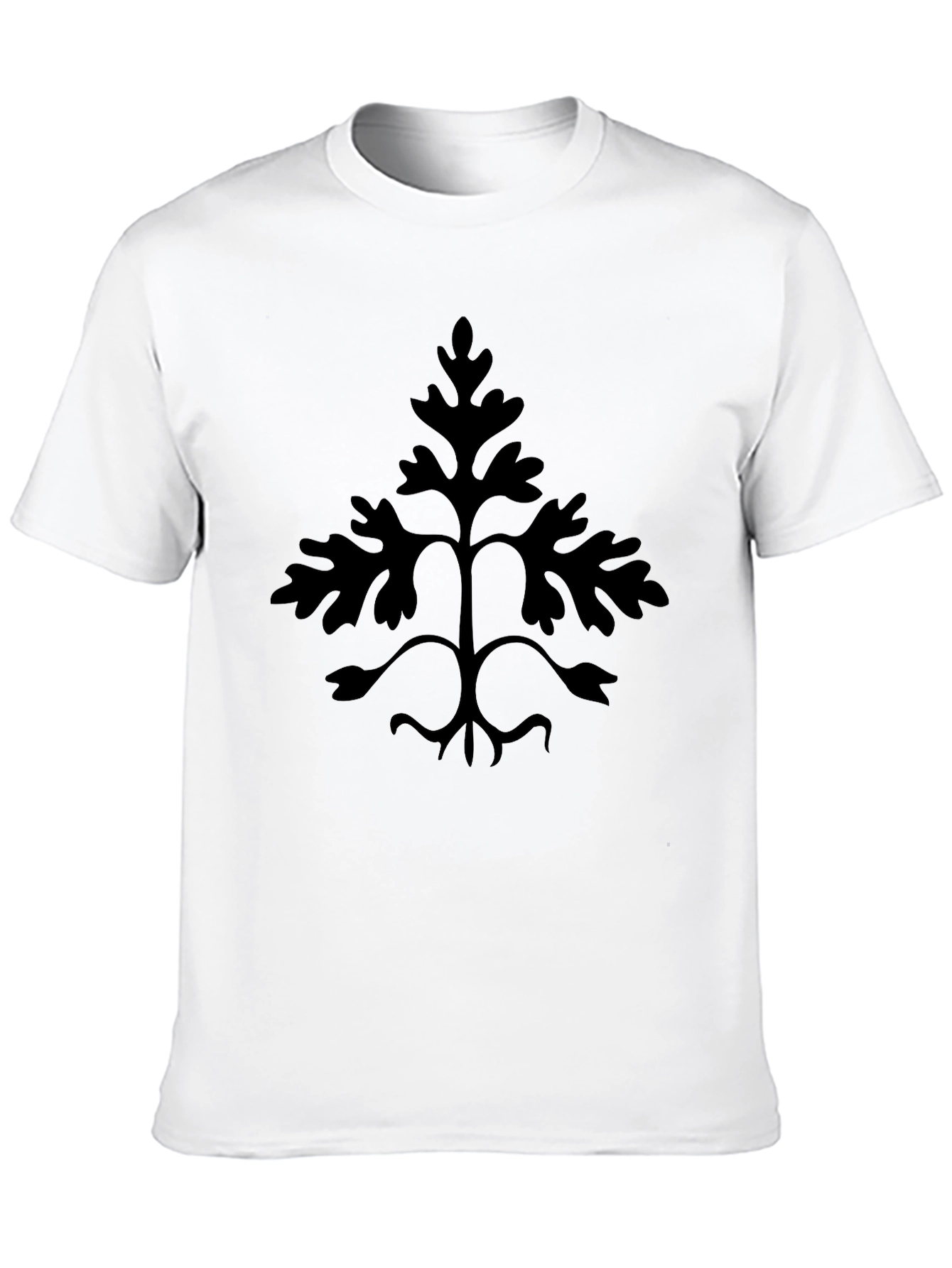 Mens Black T-Shirt with Leaf Design