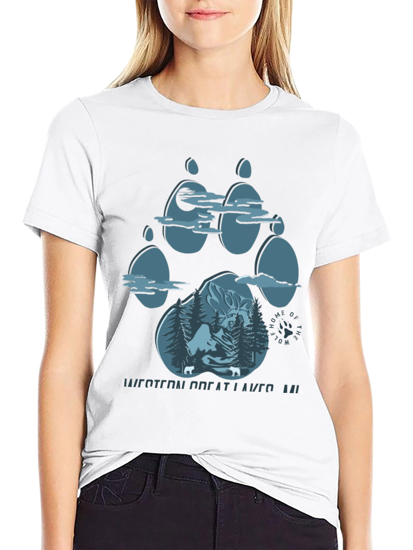 Wolf Paw Print Graphic Tee - Western Great Lakes