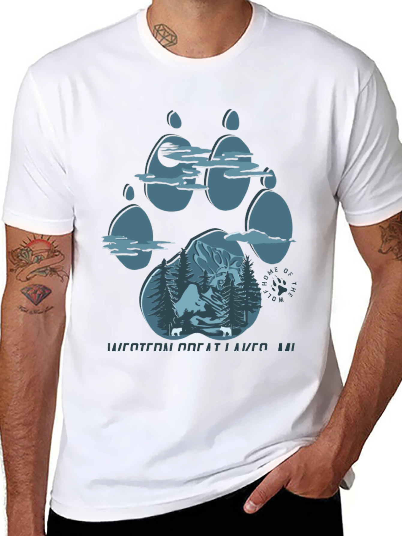 Wolf Paw Print Graphic Tee - Western Great Lakes