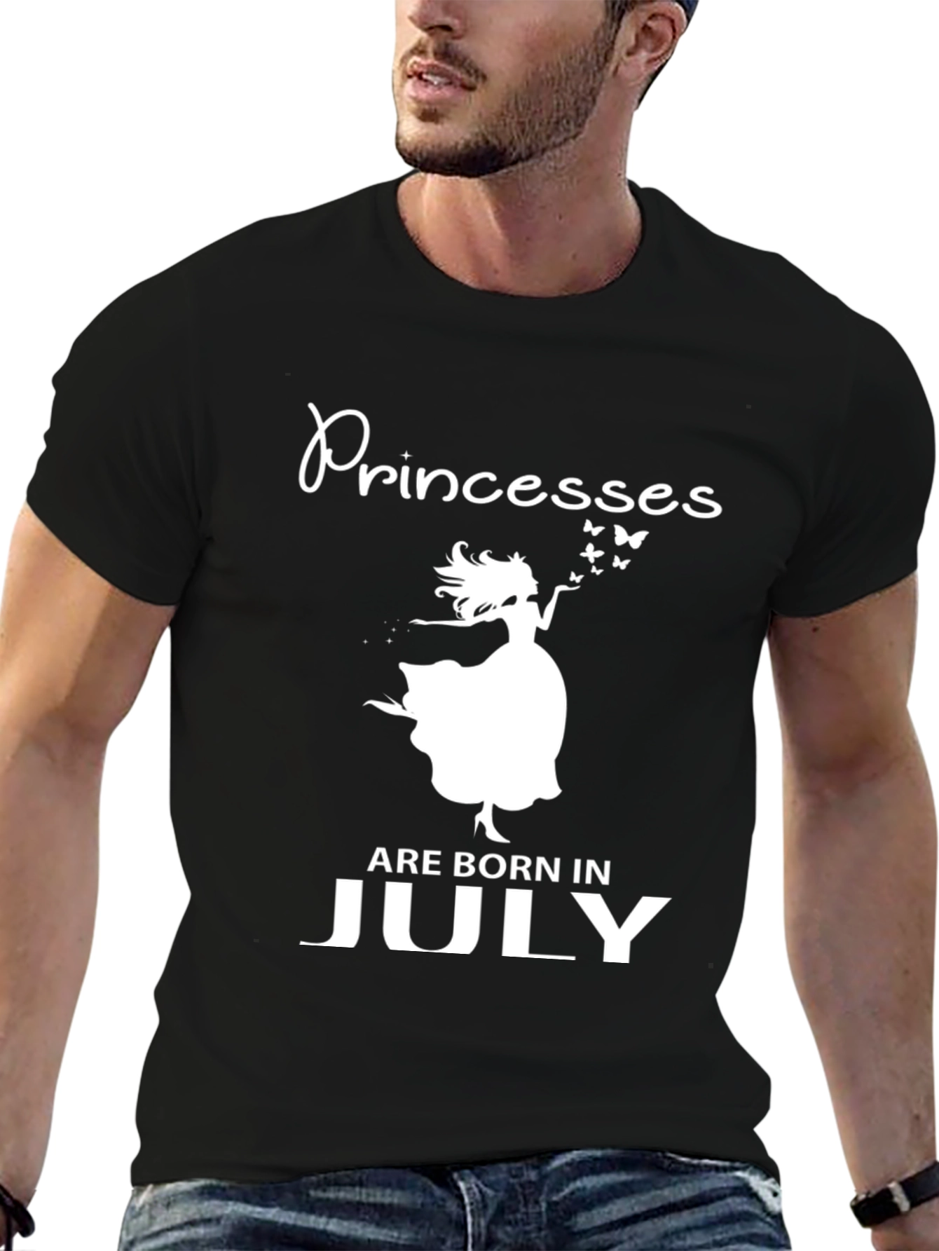 Princesses Are Born in July Black T-Shirt