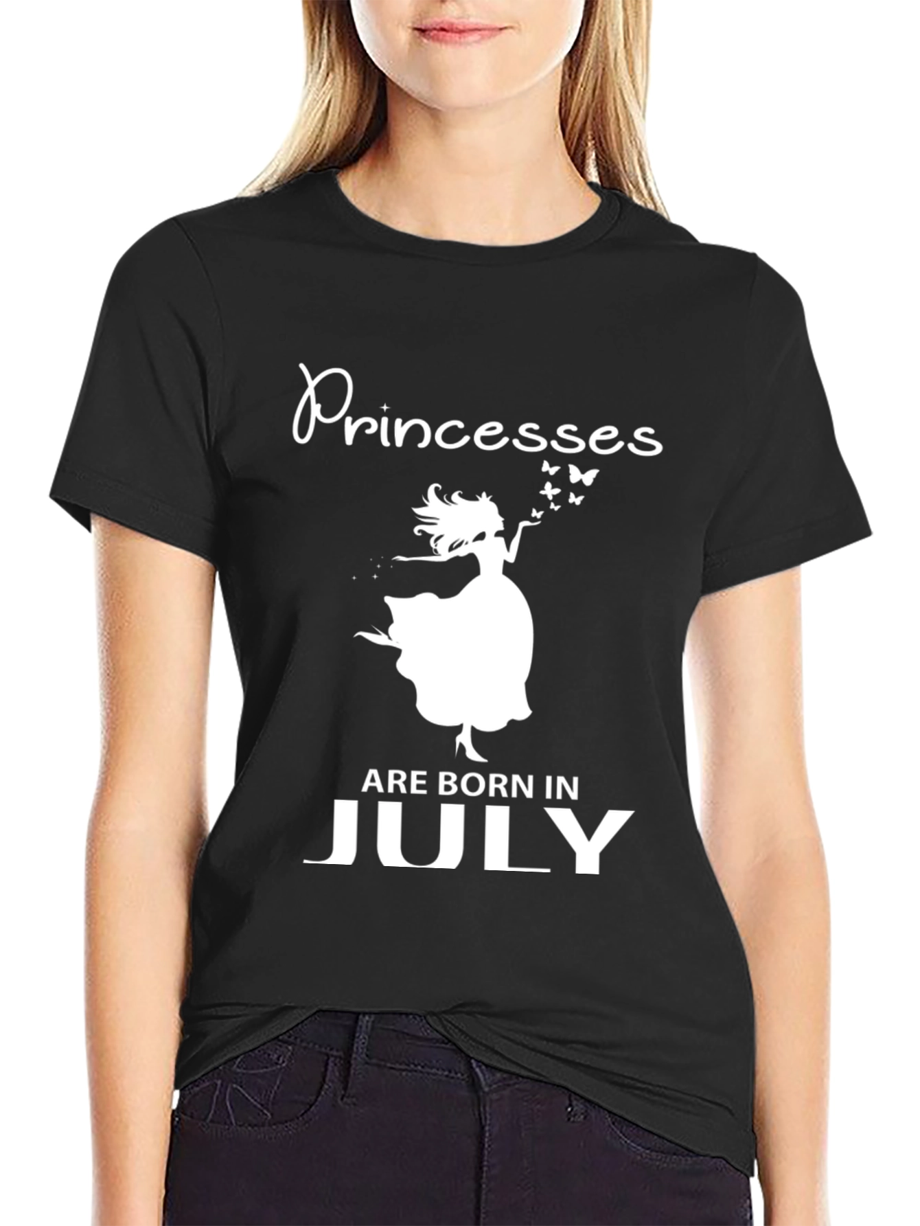 Princesses Are Born in July Black T-Shirt