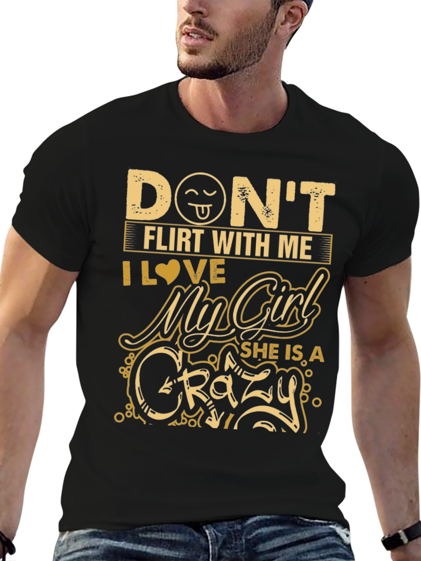Dont Flirt With Me Crazy Girl Black T-Shirt