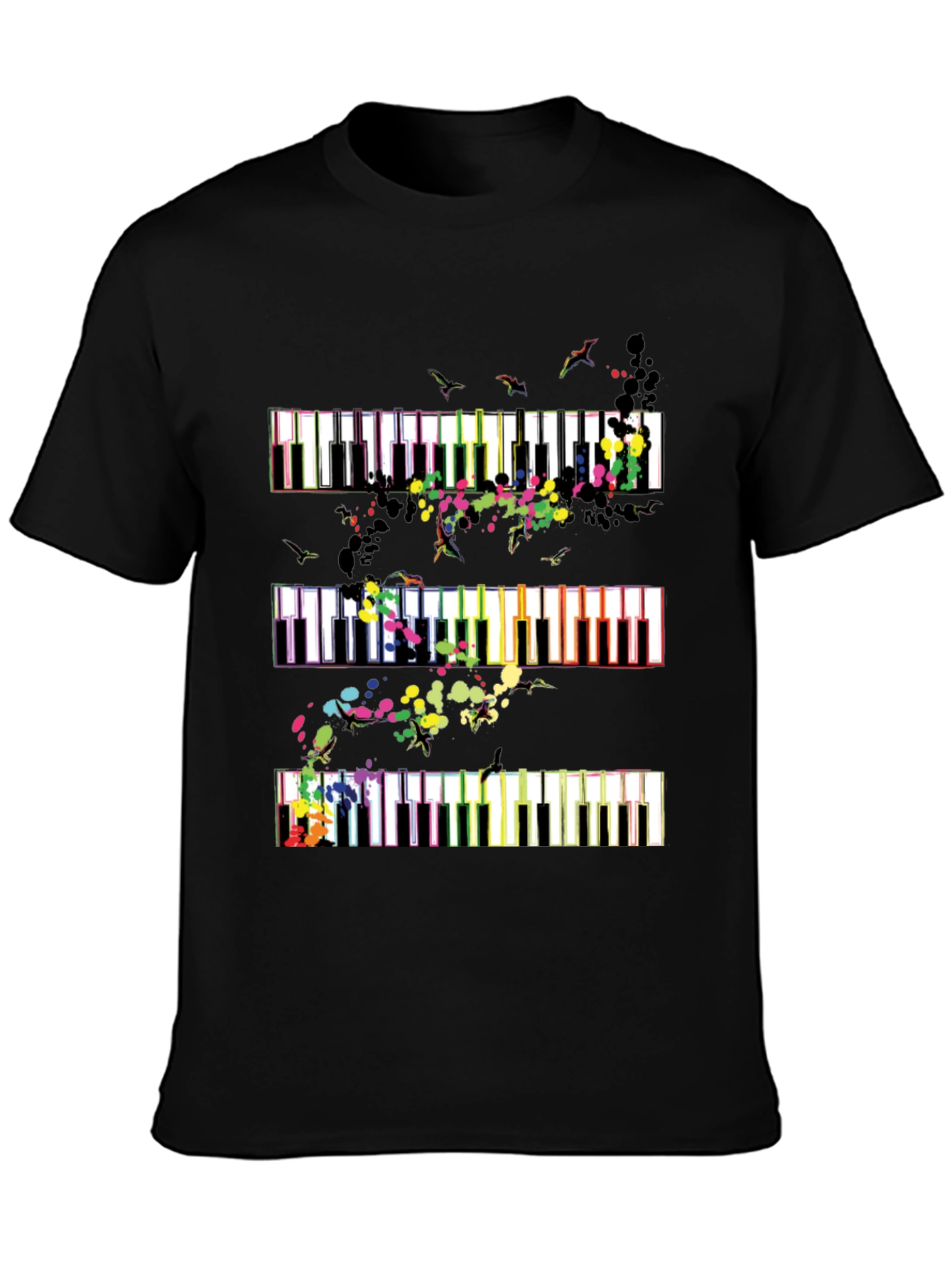Piano Keys Music Lover Graphic Tee - Black