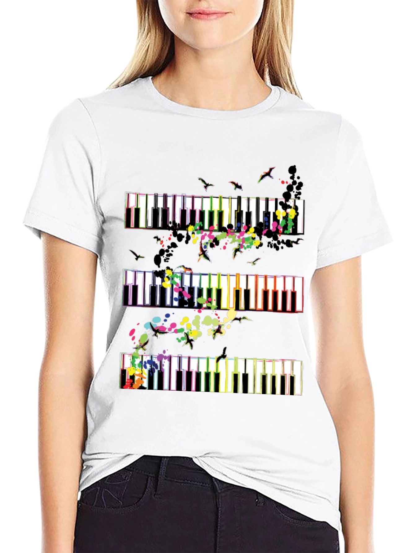 Piano Keys Music Lover Graphic Tee - Black