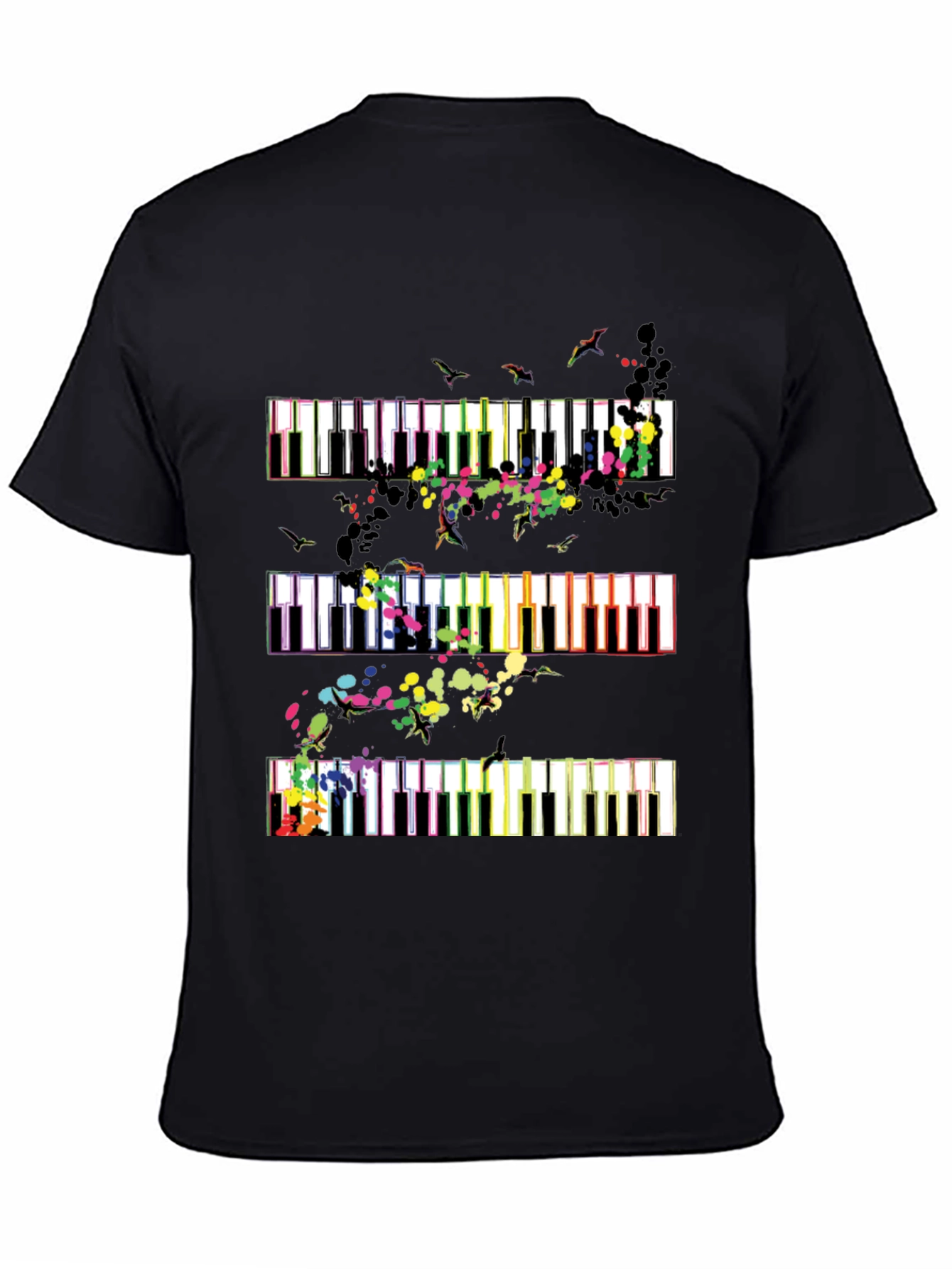 Piano Keys Music Lover Graphic Tee - Black