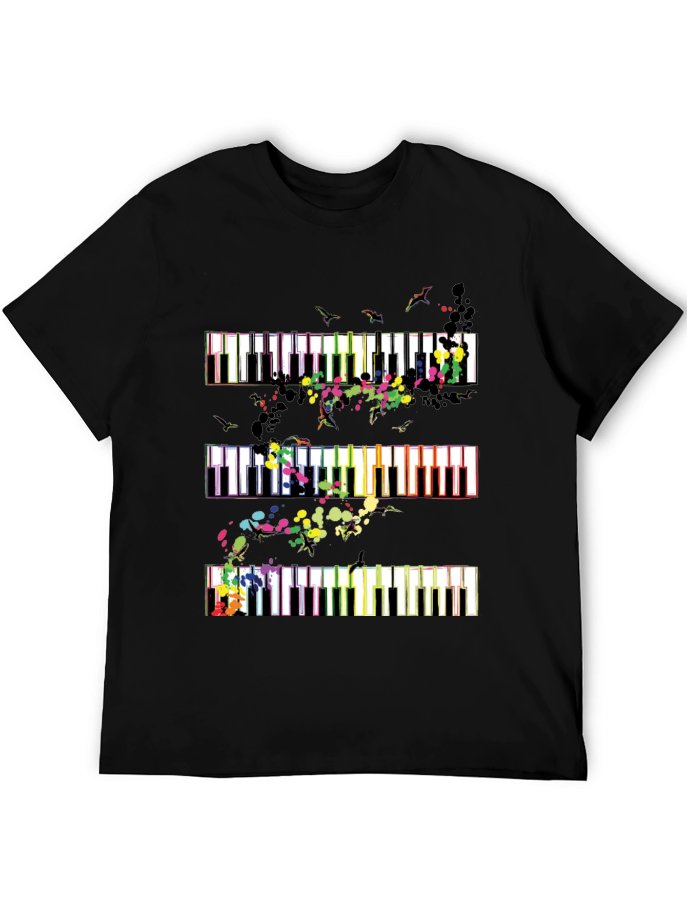 Piano Keys Music Lover Graphic Tee - Black