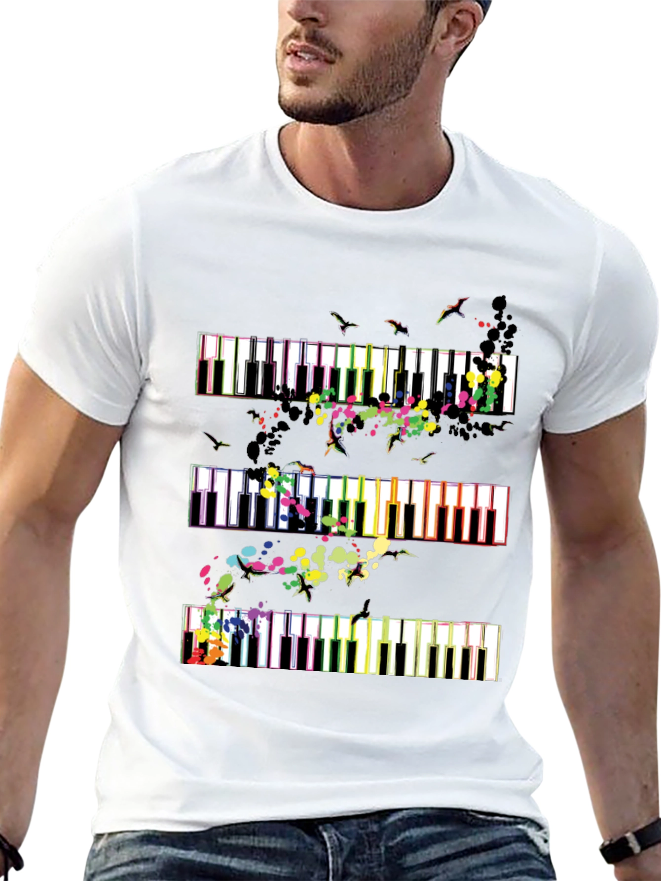 Piano Keys Music Lover Graphic Tee - Black