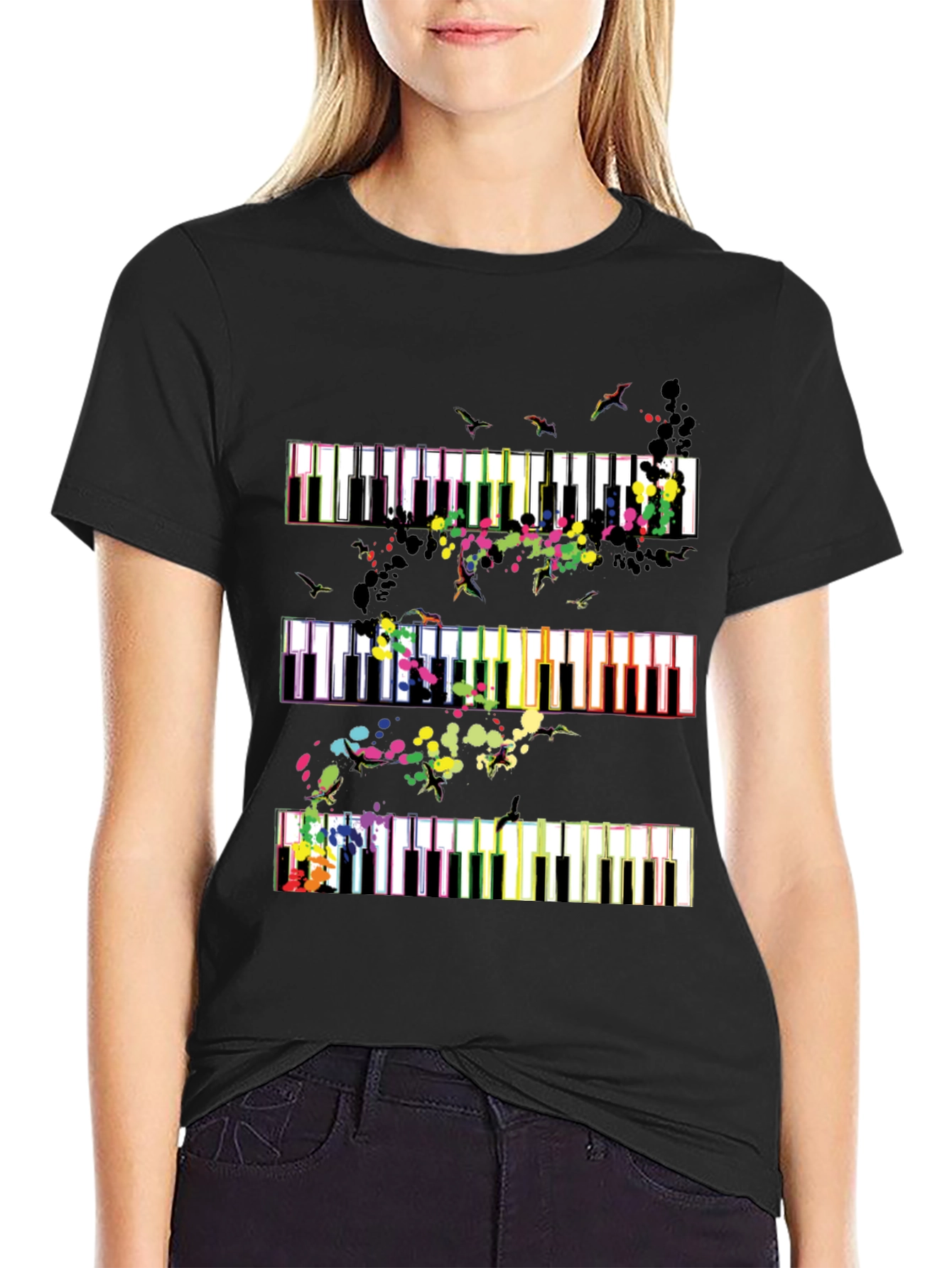 Piano Keys Music Lover Graphic Tee - Black
